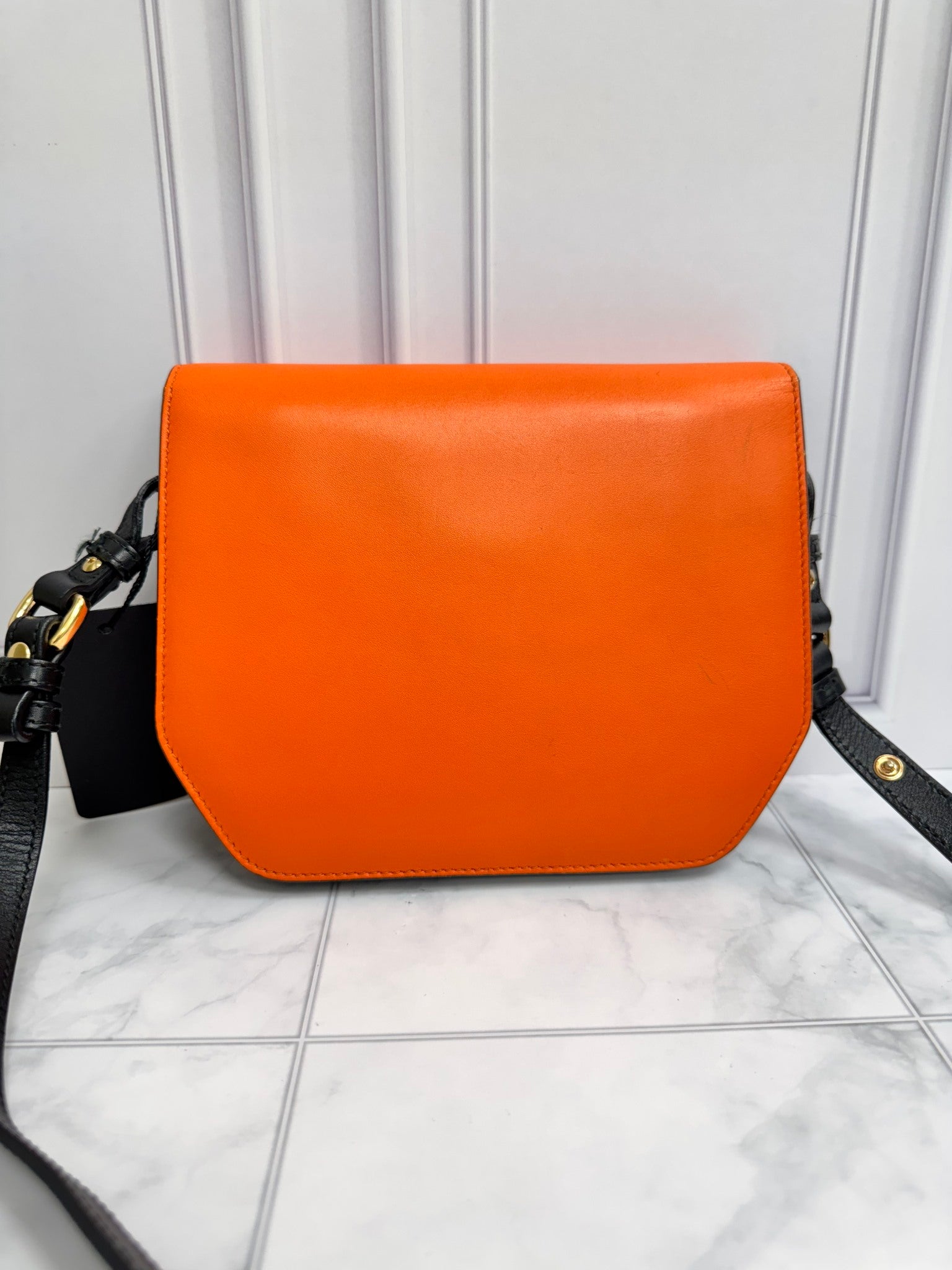 Salvatore Ferragamo Orange Colorblock Leather Thalia Crossbody Bag