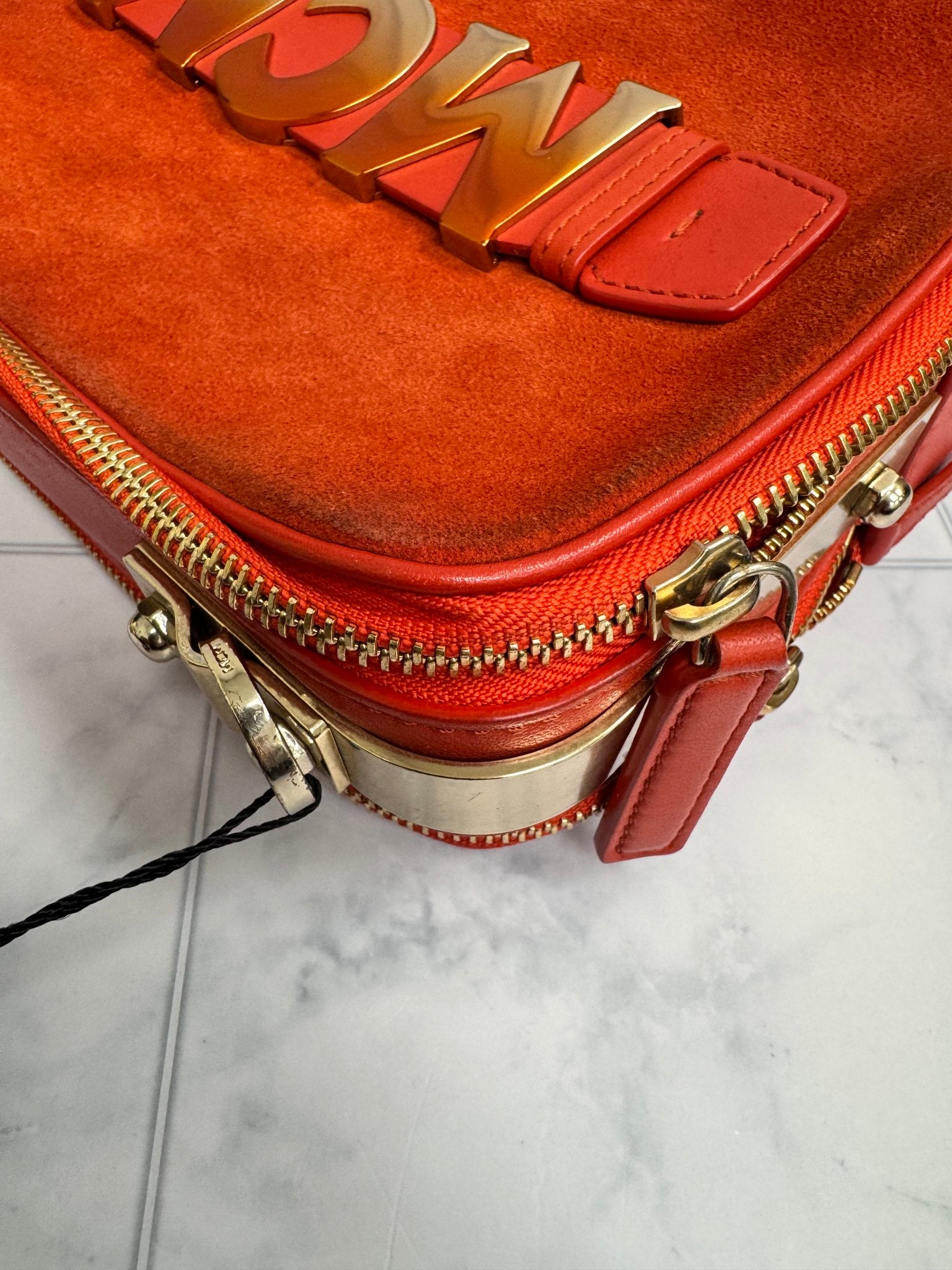 MCM Orange Suede Crossbody Bag
