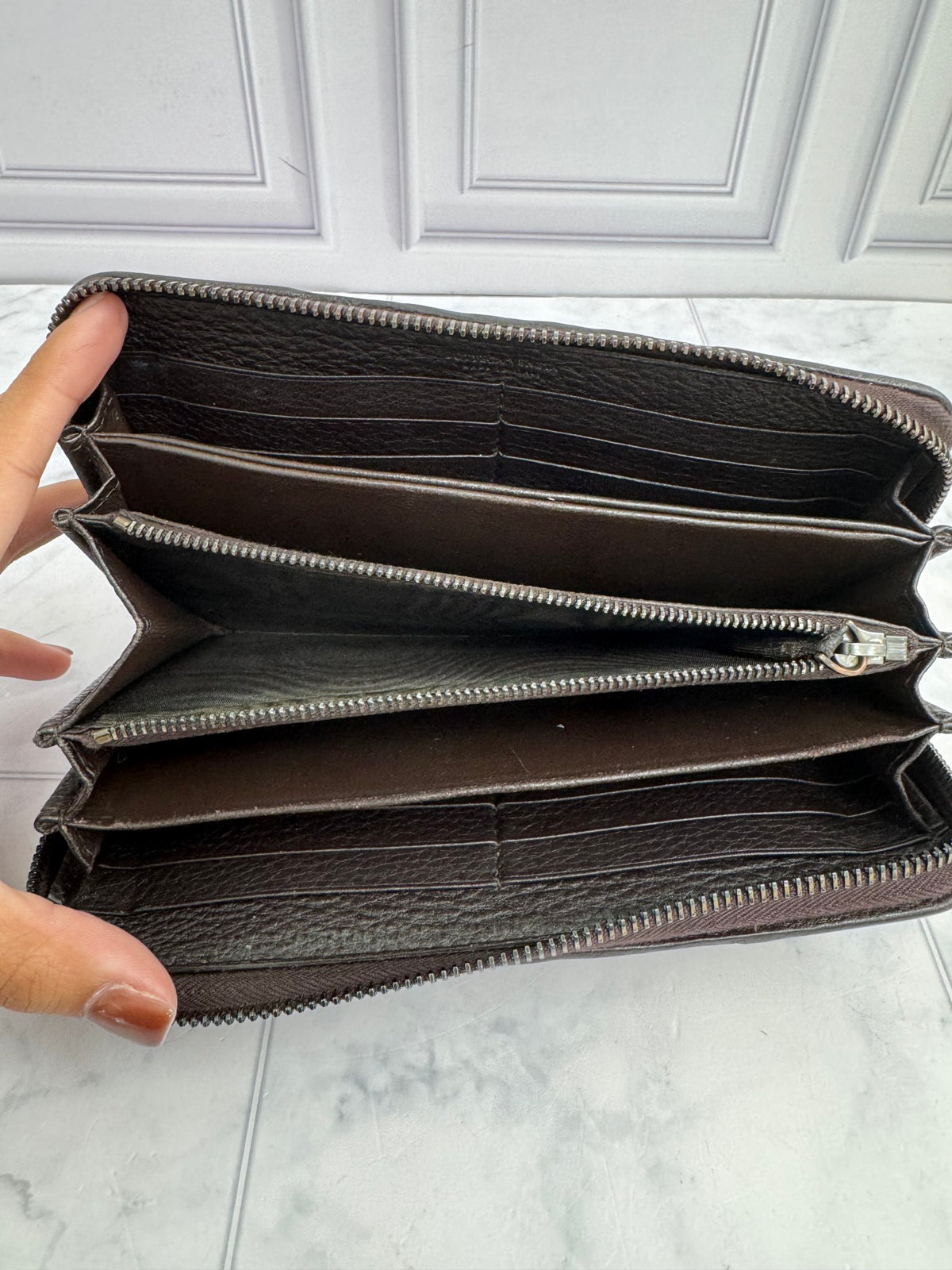 Bottega Veneta Brown Intrecciato Leather Zippy Wallet