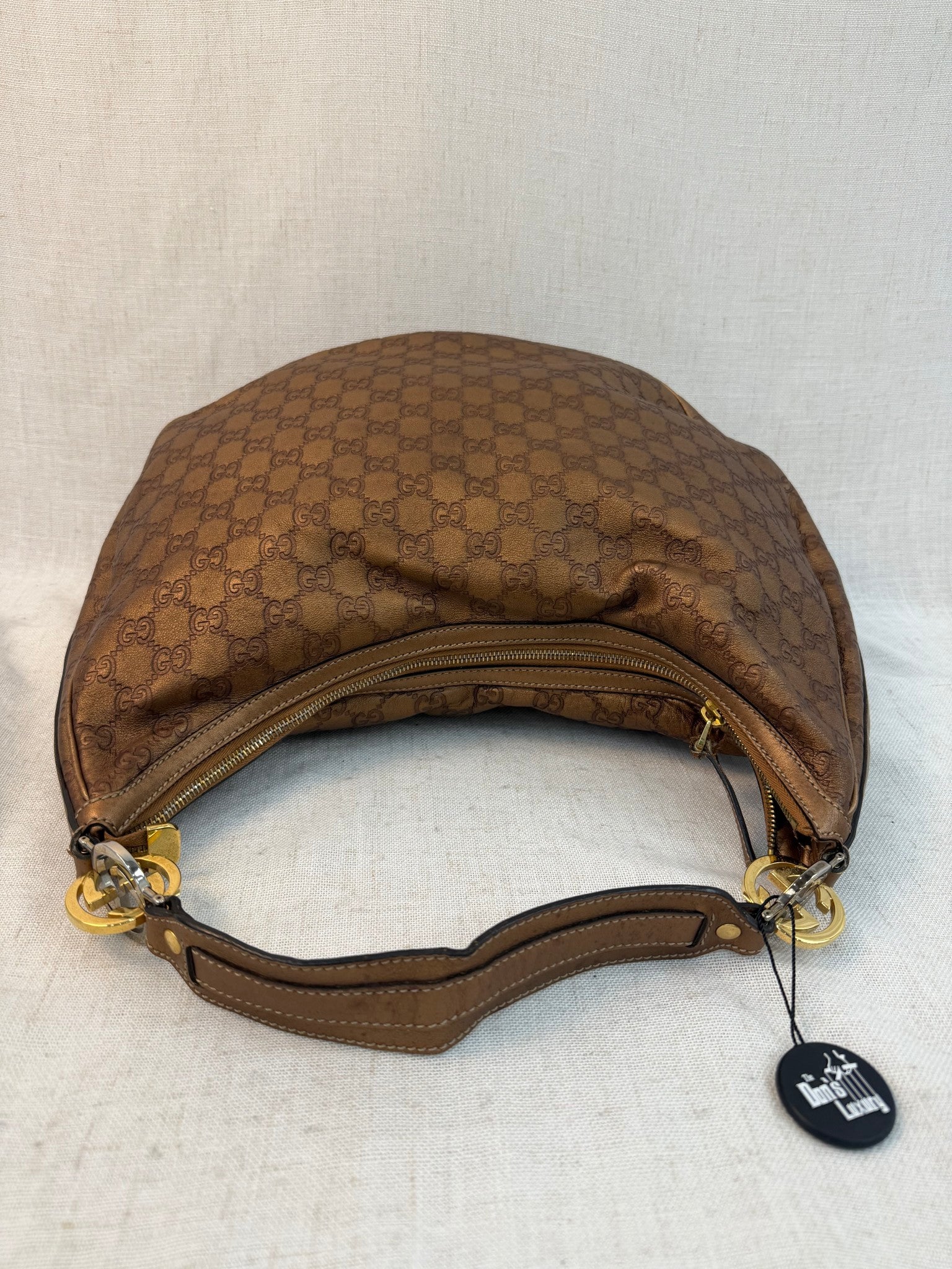 Gucci Bronze Leather Guccissima Sukey Hobo Bag