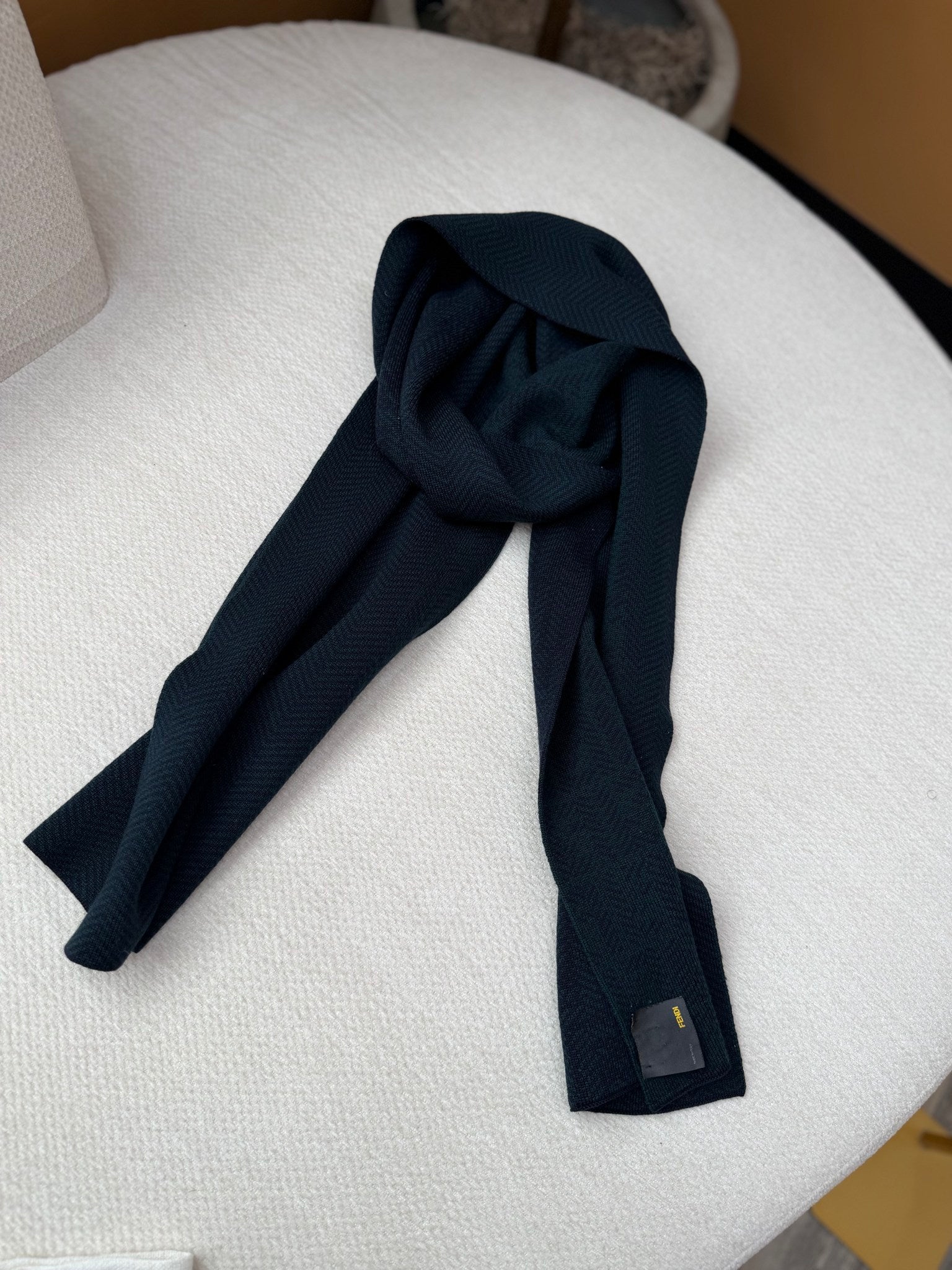 Fendi Blue & Green Herringbone Wool Scarf