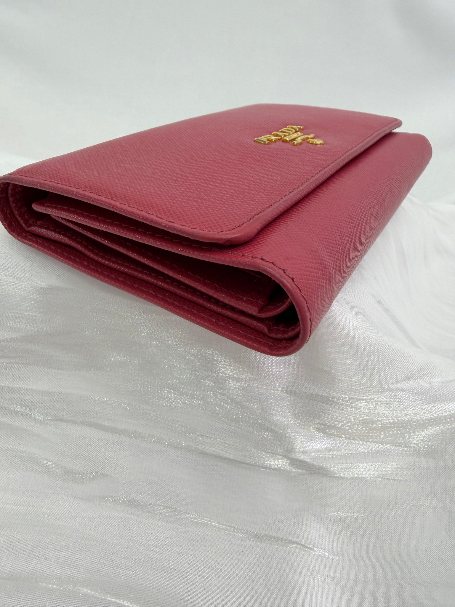 Prada Pink Saffiano Leather Trifold Wallet