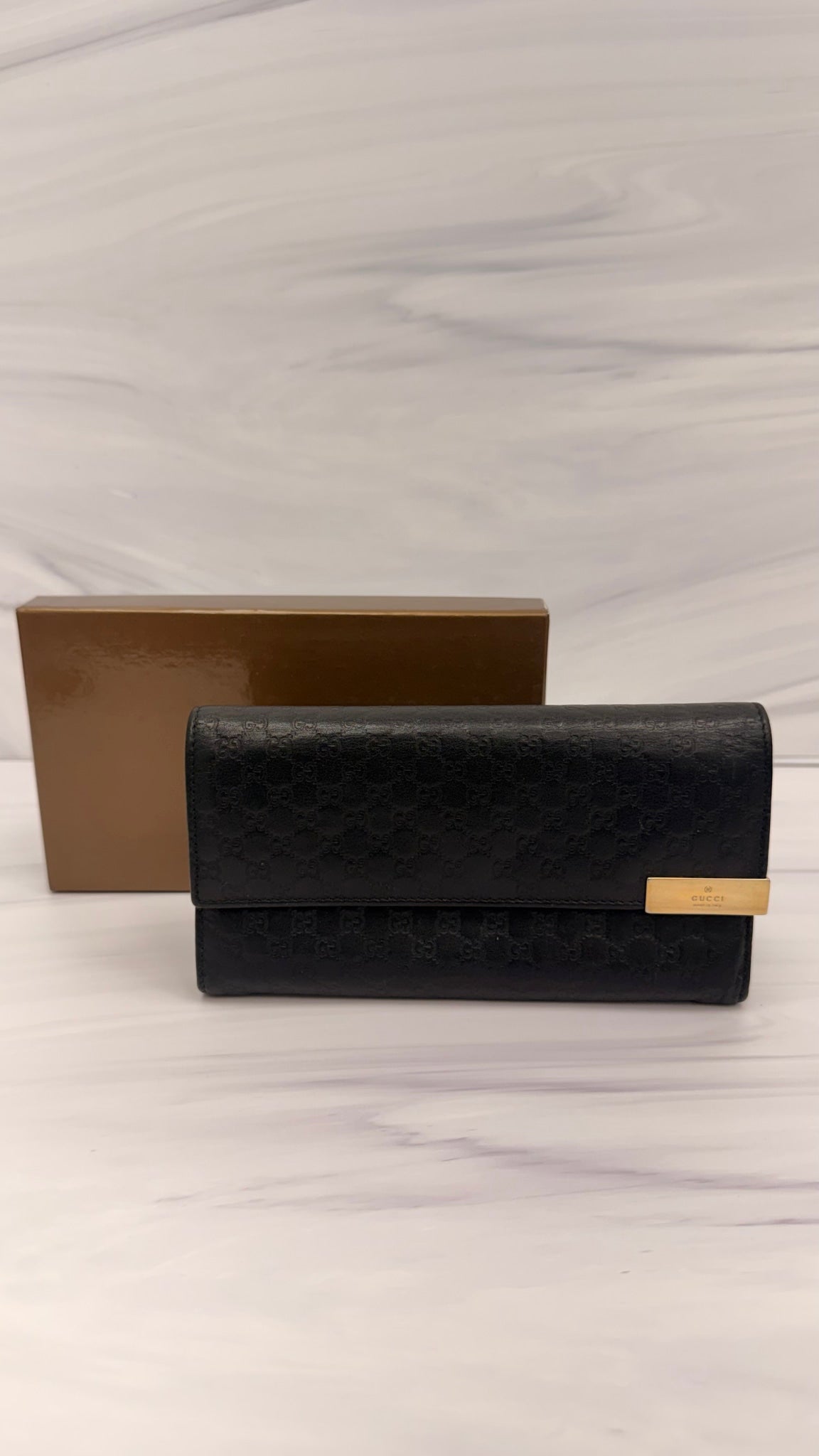 Gucci Black Guccissima Leather Long Wallet