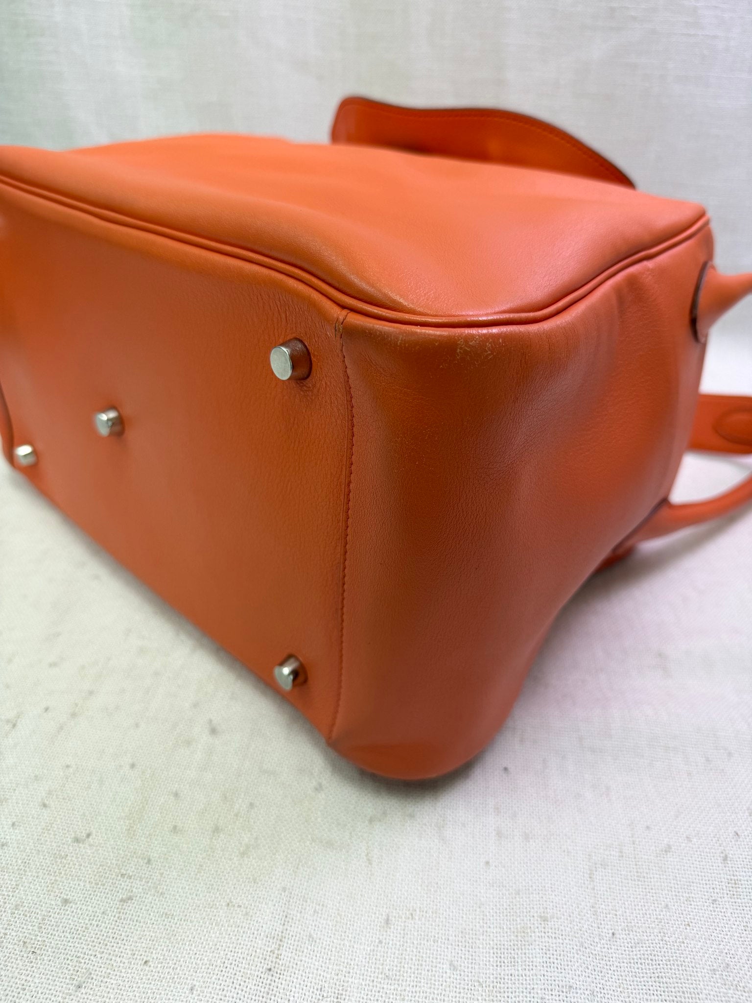 Hermes Orange Evercolor Leather Lindy 34 Handbag