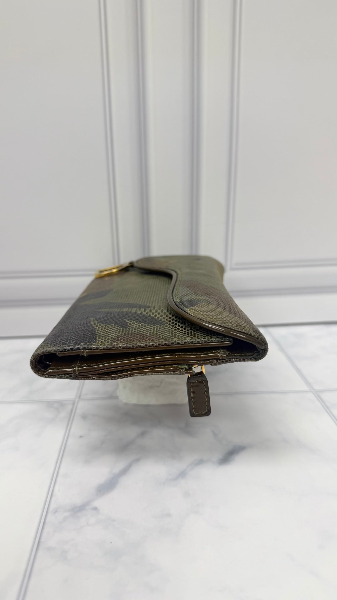 Christian Dior Green Canvas Camouflage Saddle Wallet