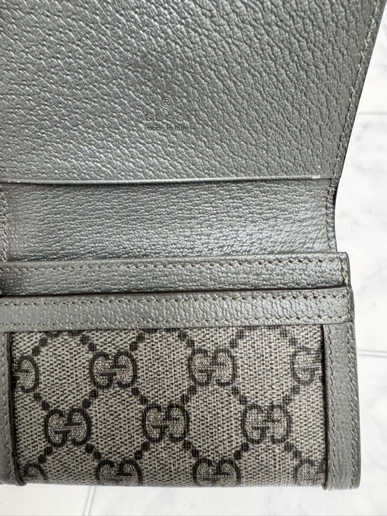 Gucci Grey GG Supreme Coated Canvas Ophidia Card Case