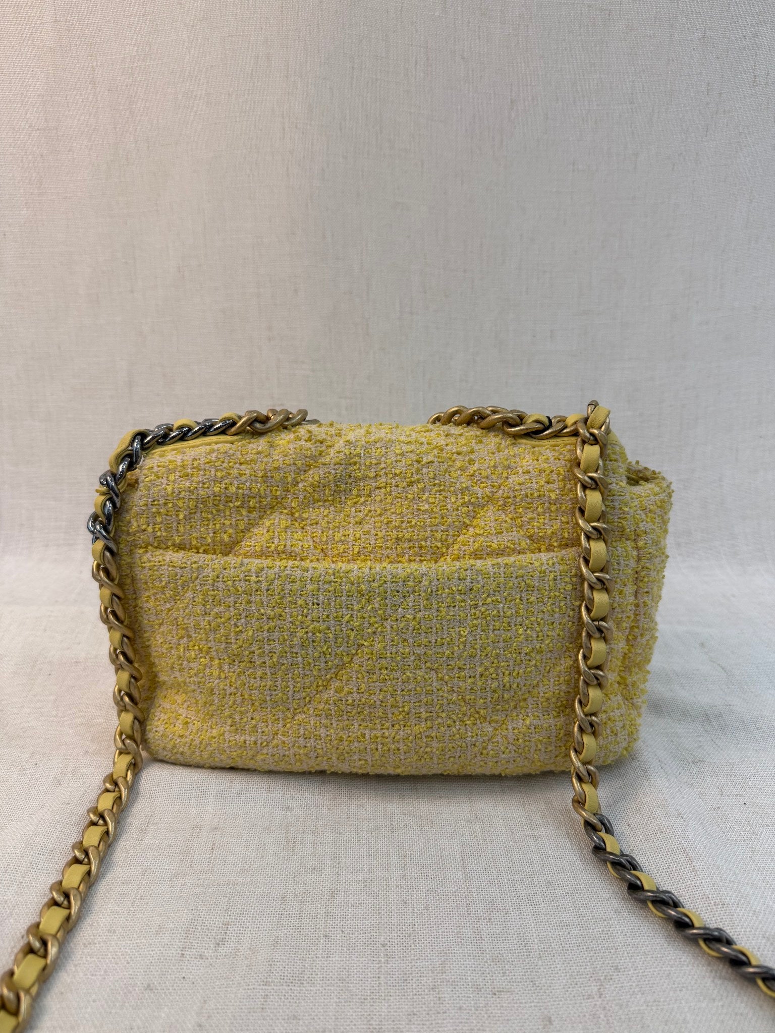 Chanel Yellow Tweed Medium Chanel 19 Flap Bag