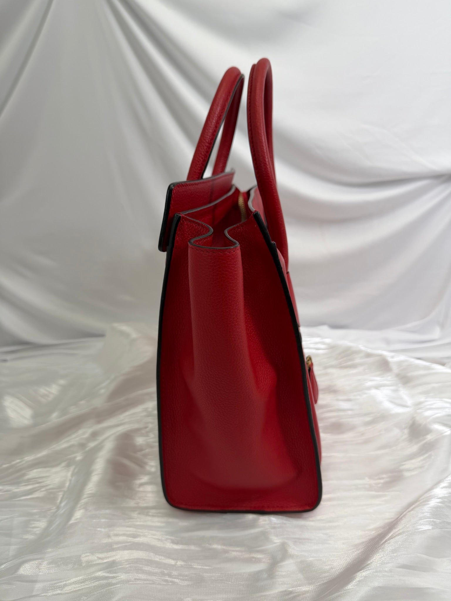 Celine Red Leather Micro Luggage Tote