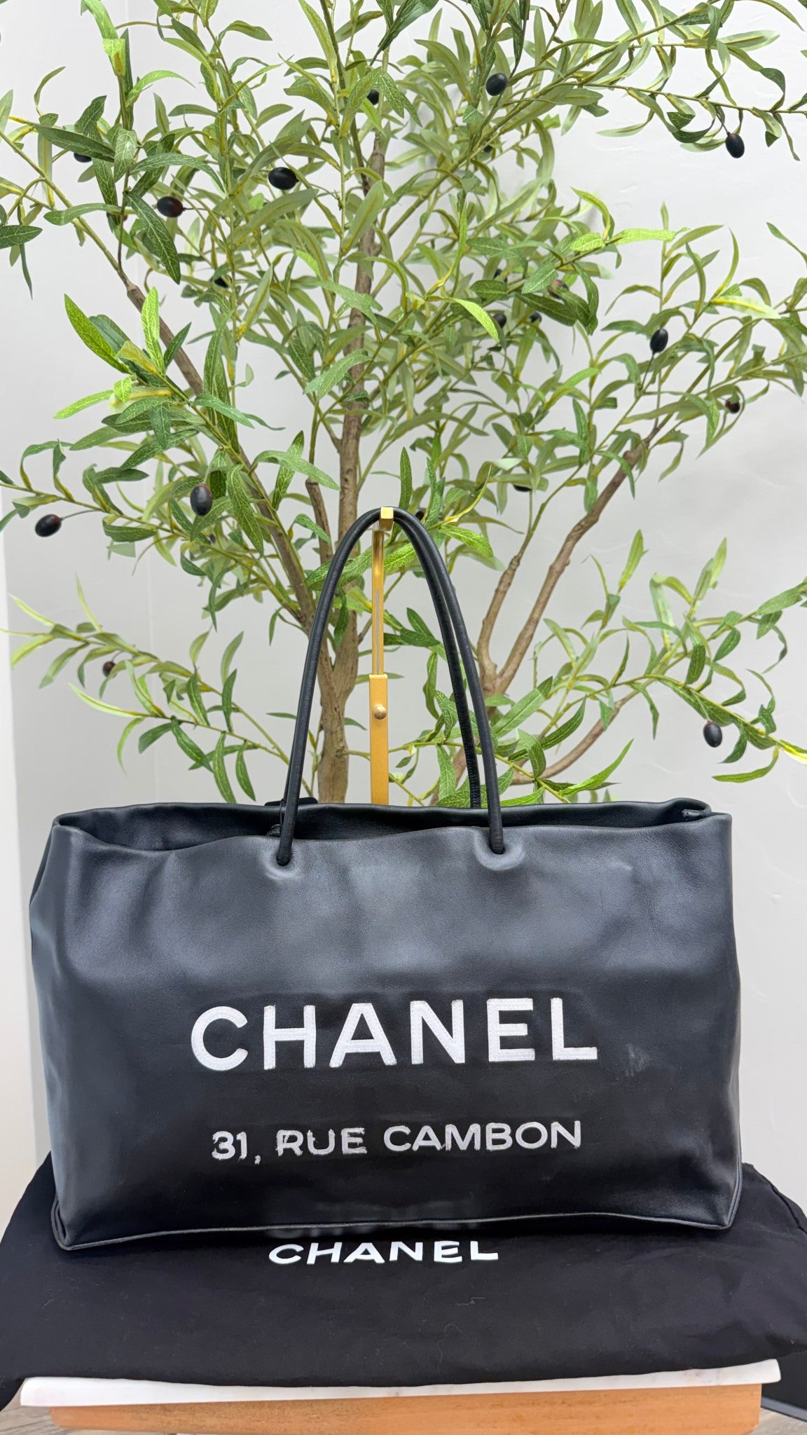 Chanel Black Leather Rue de Cambon Tote Bag