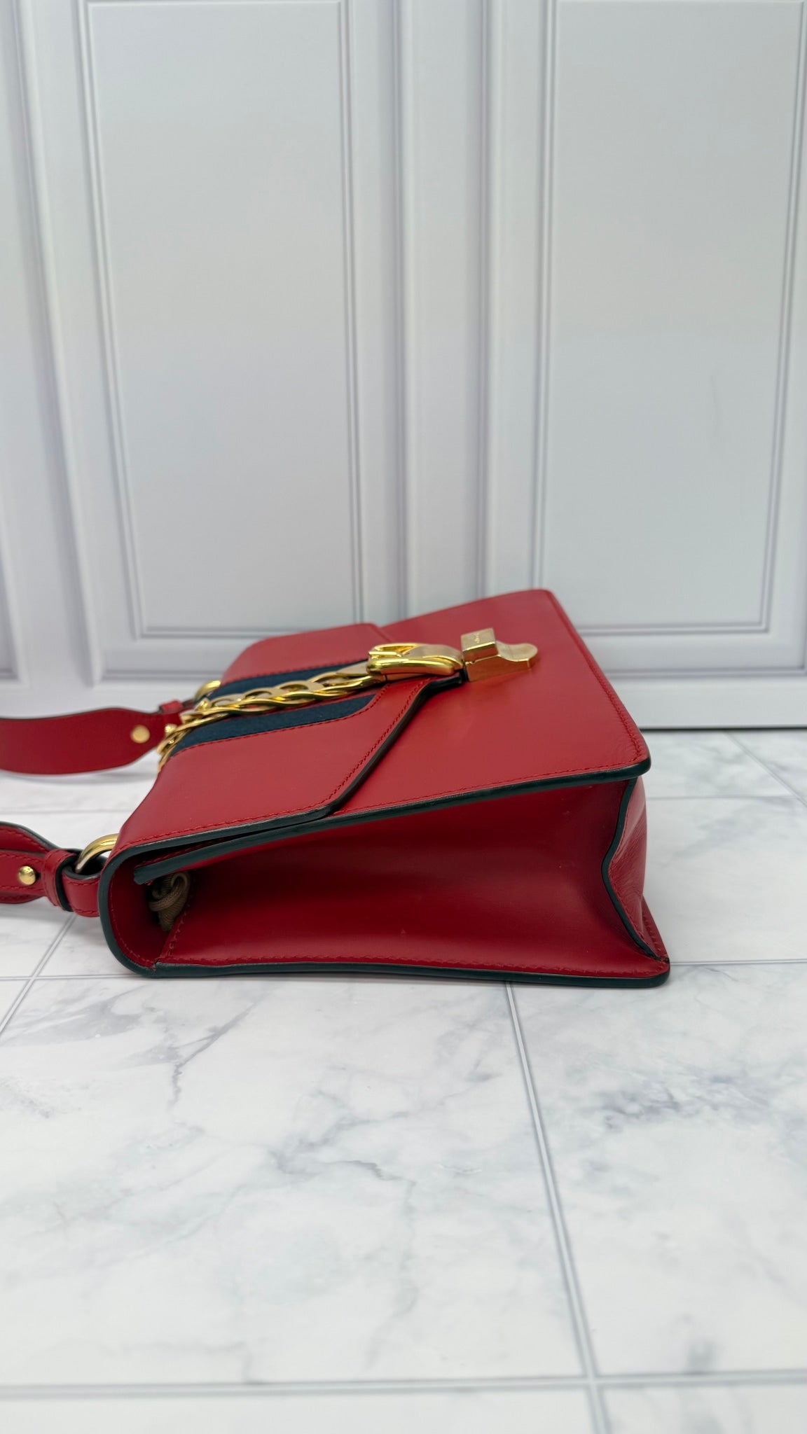 Gucci Red Leather Sylvie Shoulder Bag
