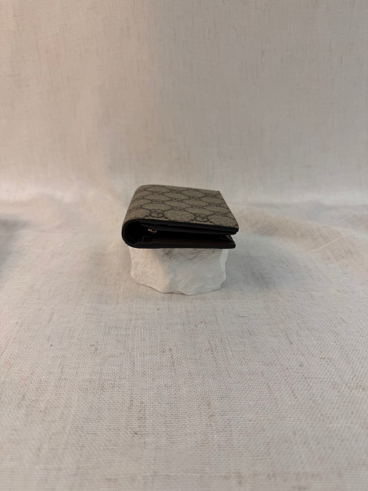 Gucci Brown Coated Canvas GG Supreme Compact Wallet