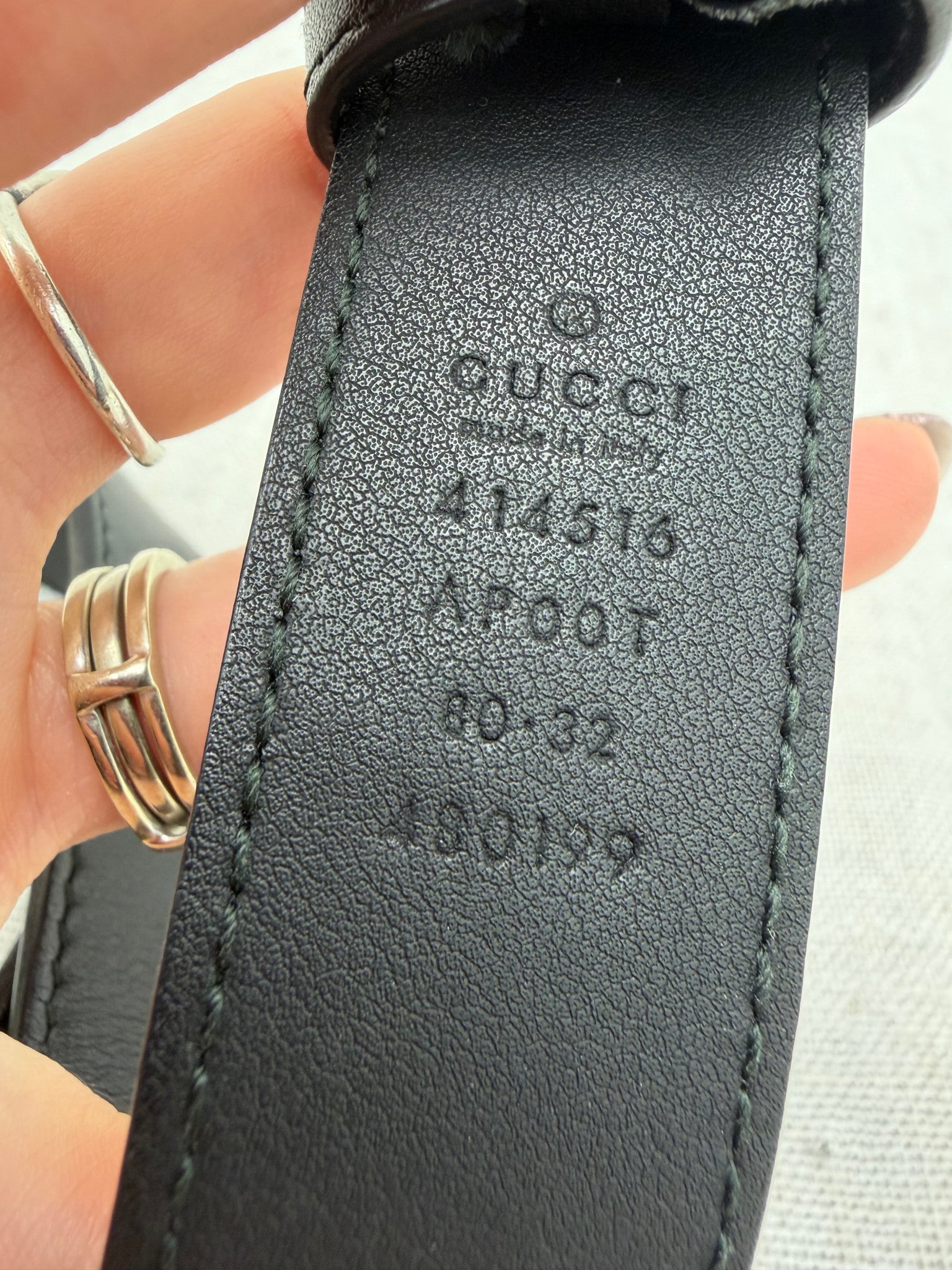 Gucci Black Leather Marmont Belt Size 80/32