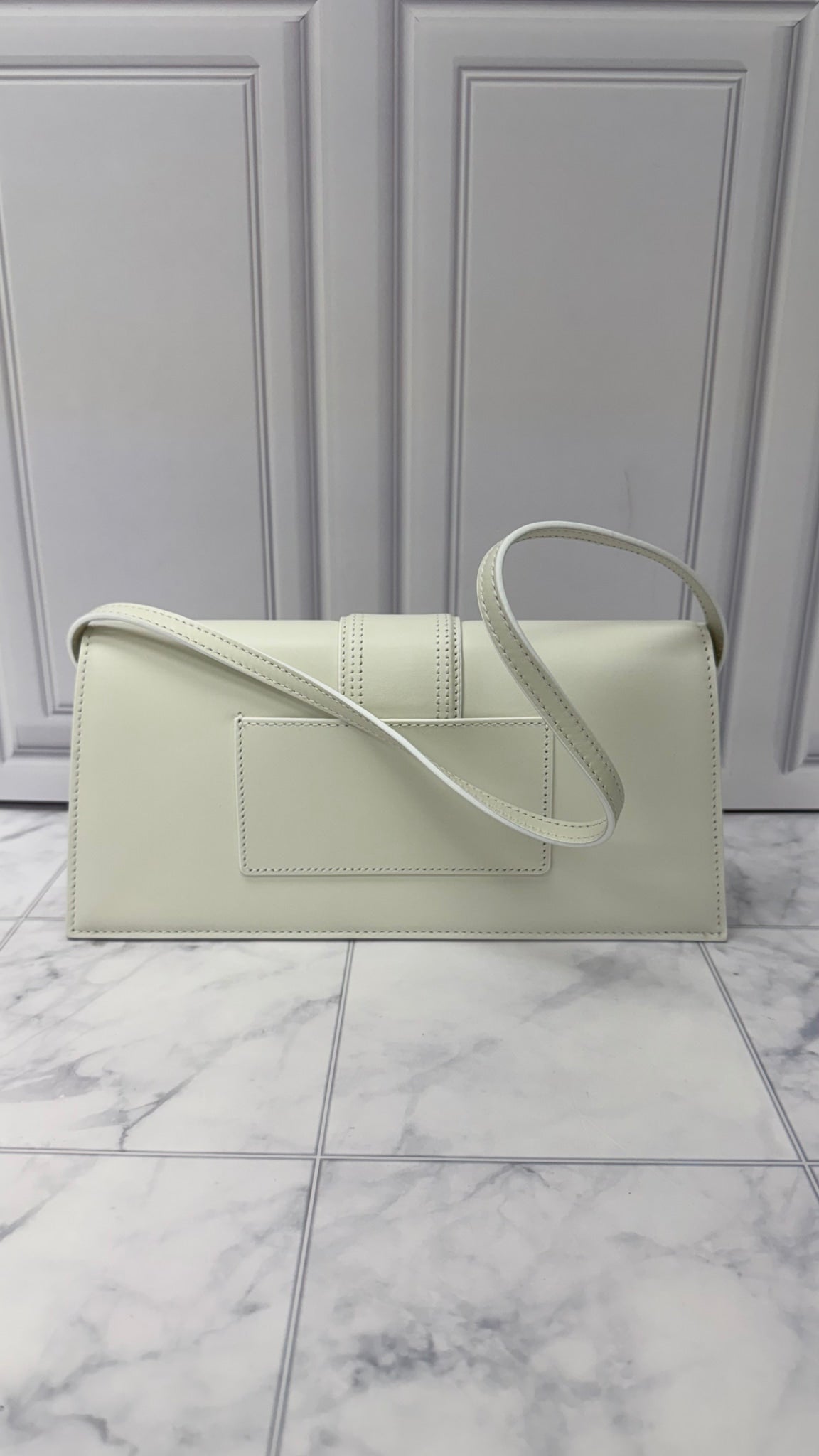 BRAND NEW - Jacquemus White Leather Le Bambino Long Shoulder Bag
