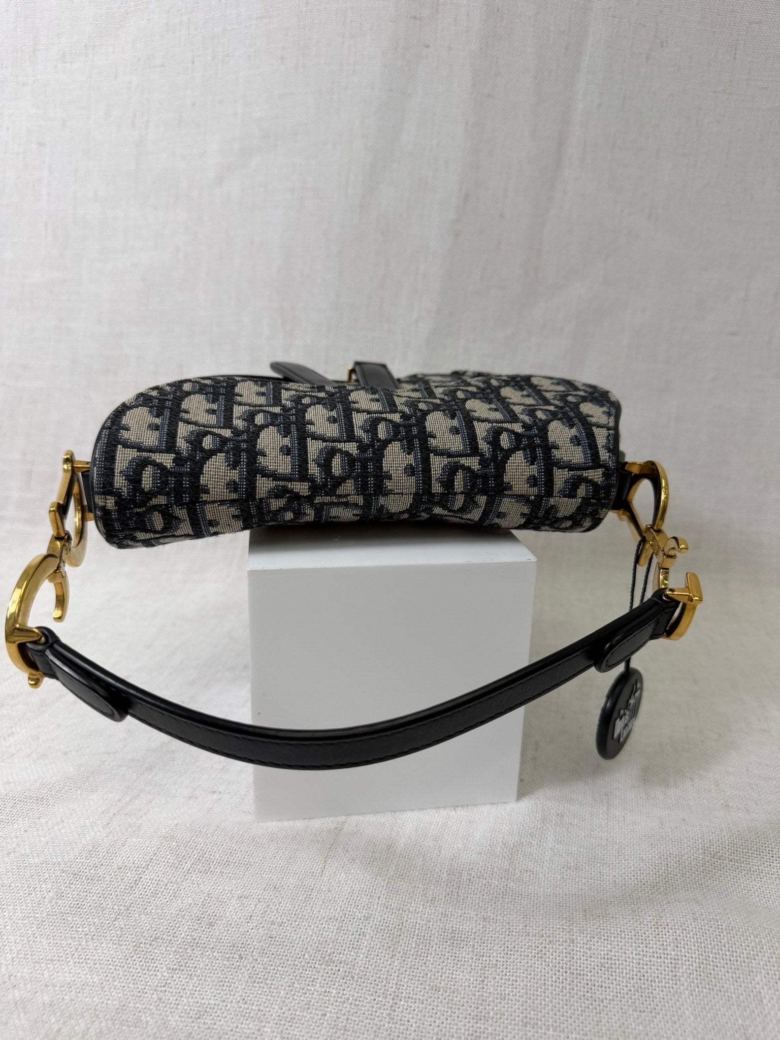 Christian Dior Blue Canvas Mini Saddle Bag