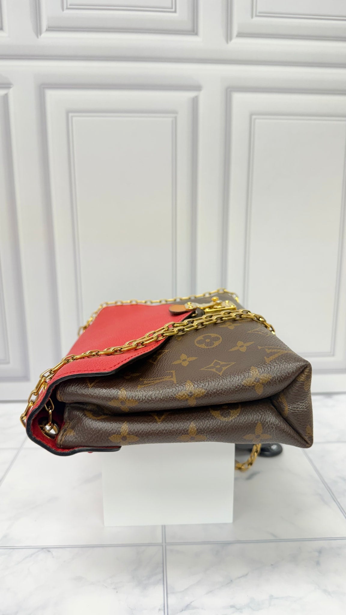 Louis Vuitton Red Monogram Pallas Chain Shoulder Bag