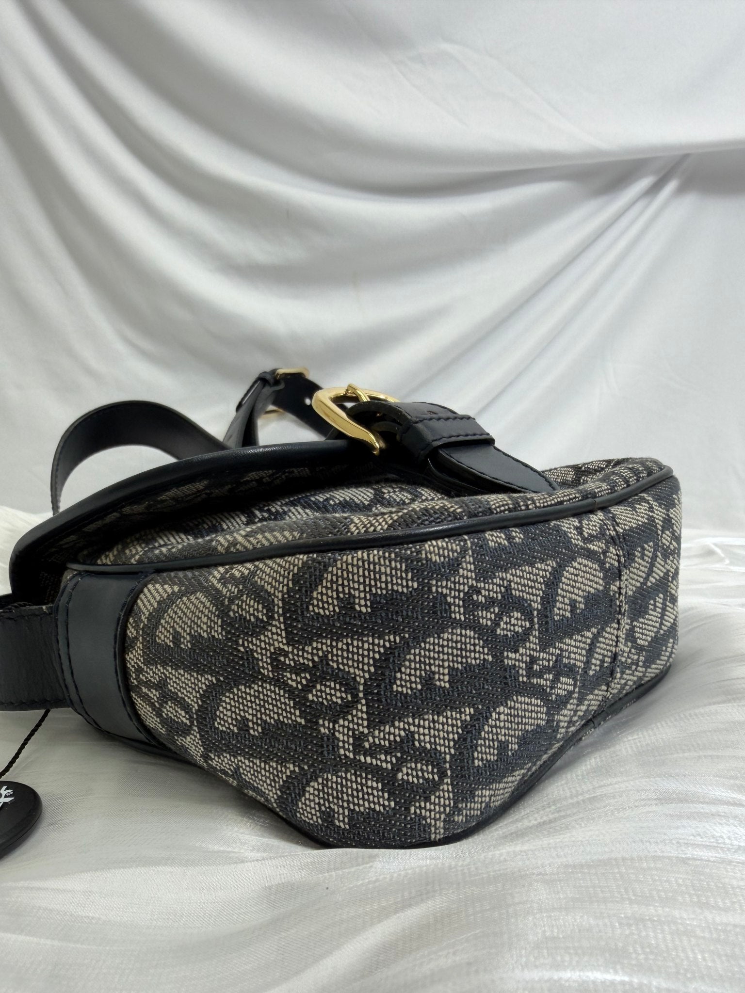 Christian Dior Navy Canvas Oblique Trotter Crossbody Bag