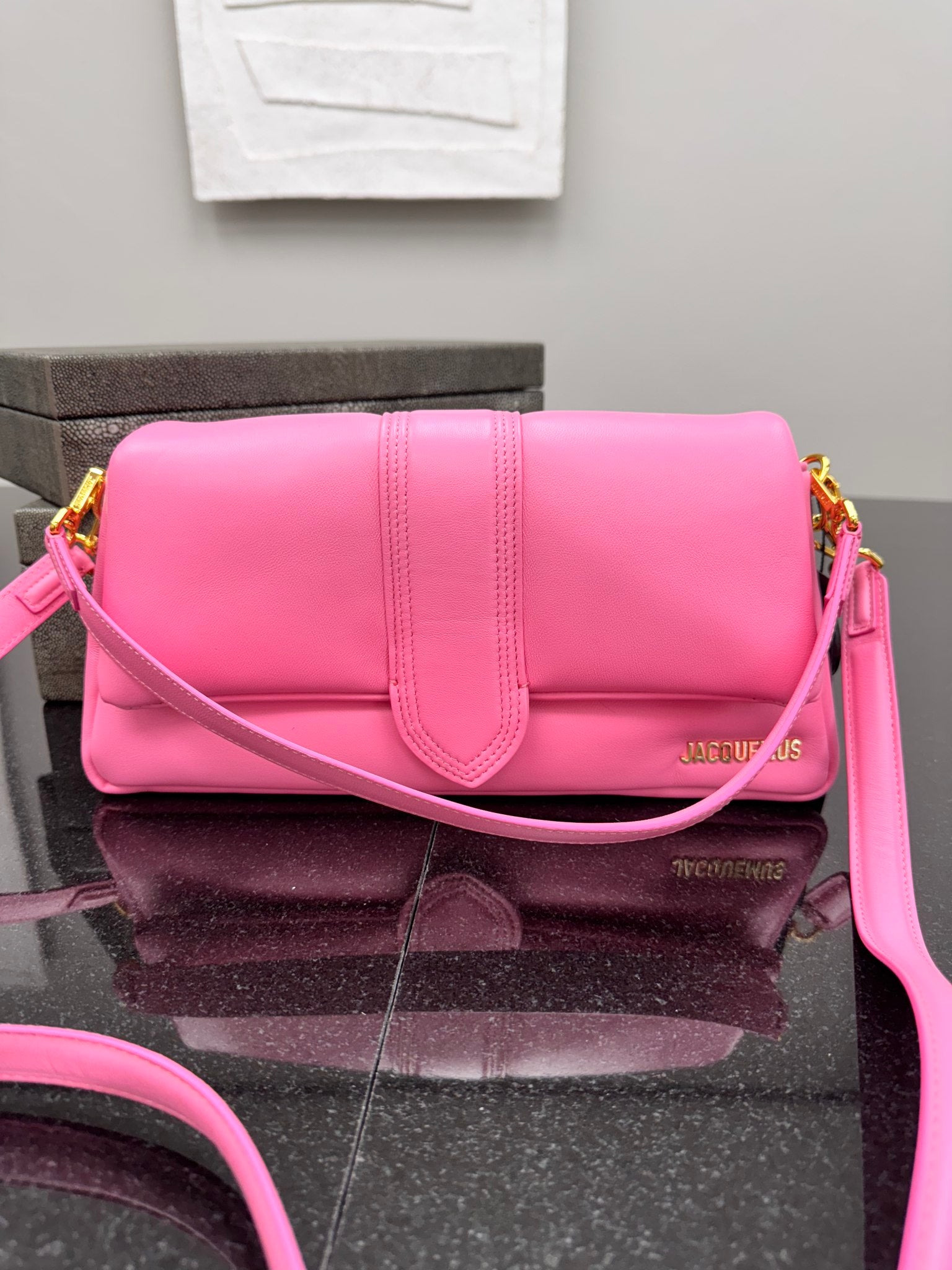 BRAND NEW Jacquemus Pink Leather Le Bambimou 2Way Handbag