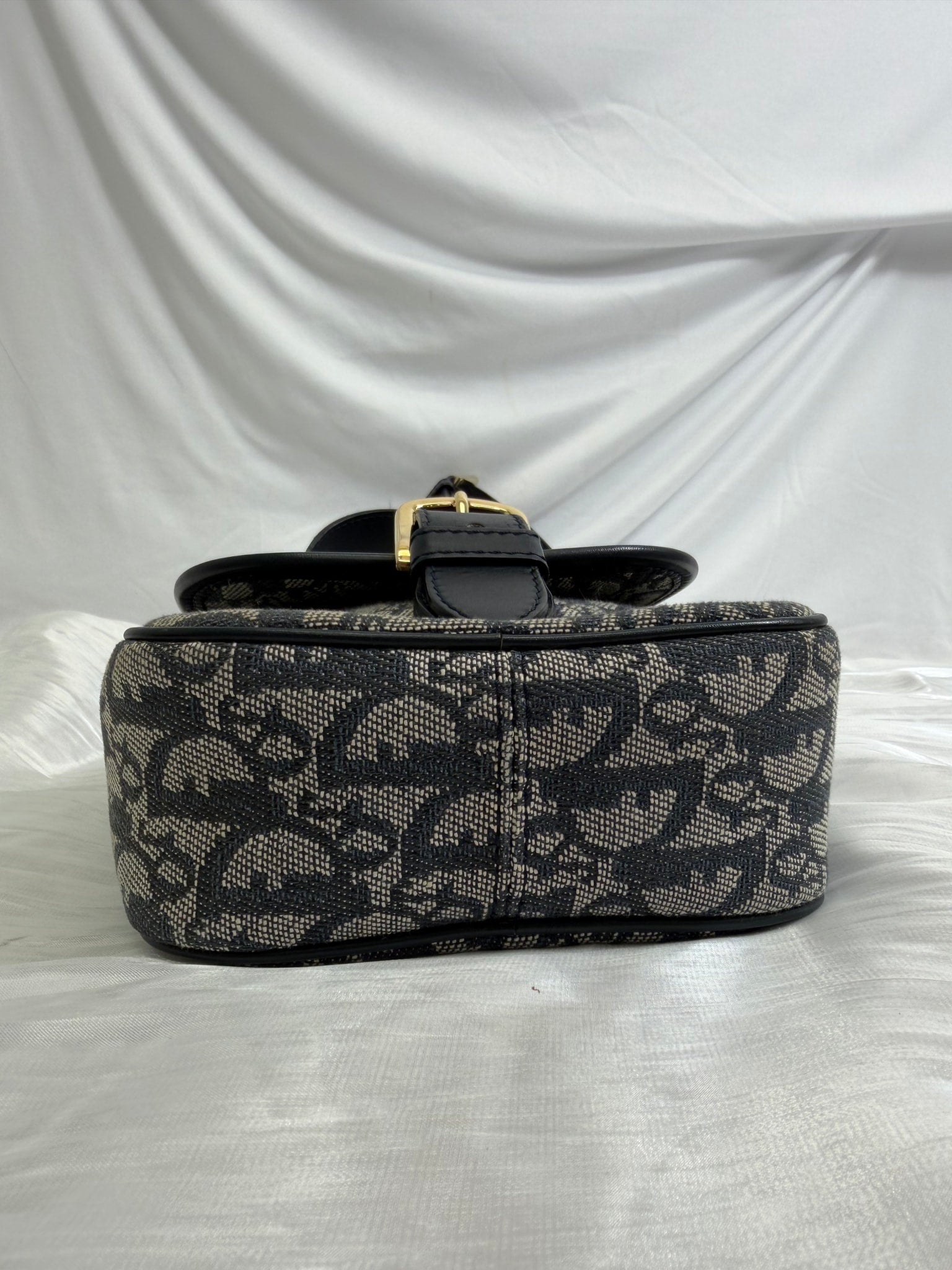 Christian Dior Navy Canvas Oblique Trotter Crossbody Bag