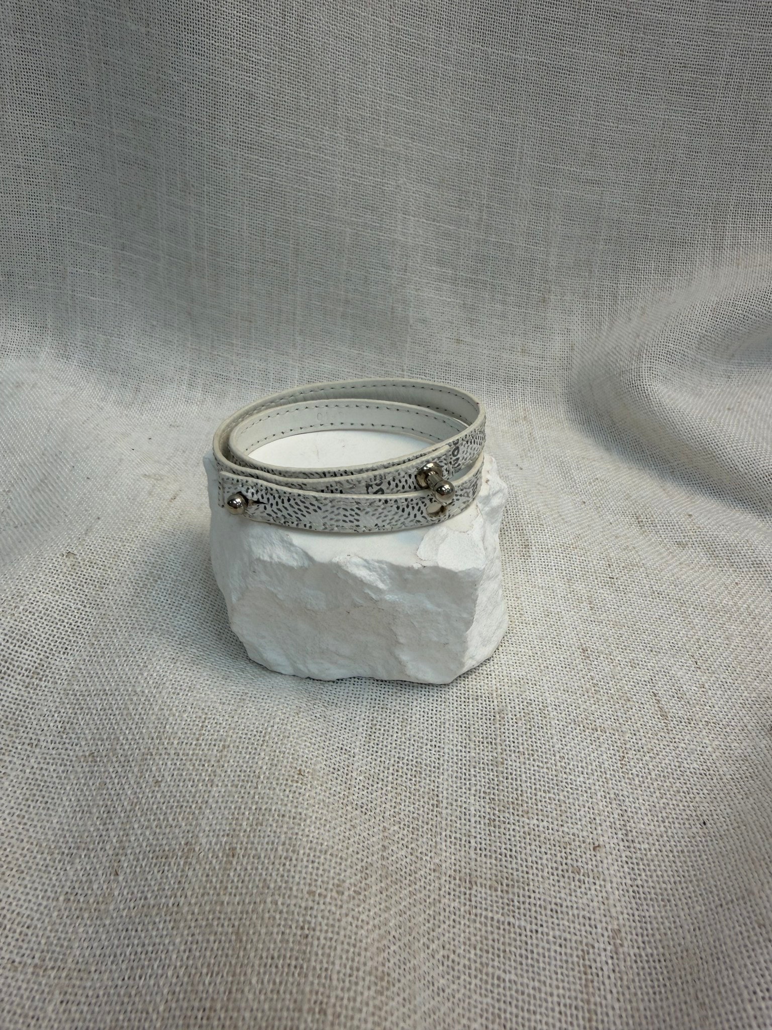 Goyard White Leather Goyardine Double Wrap Bracelet