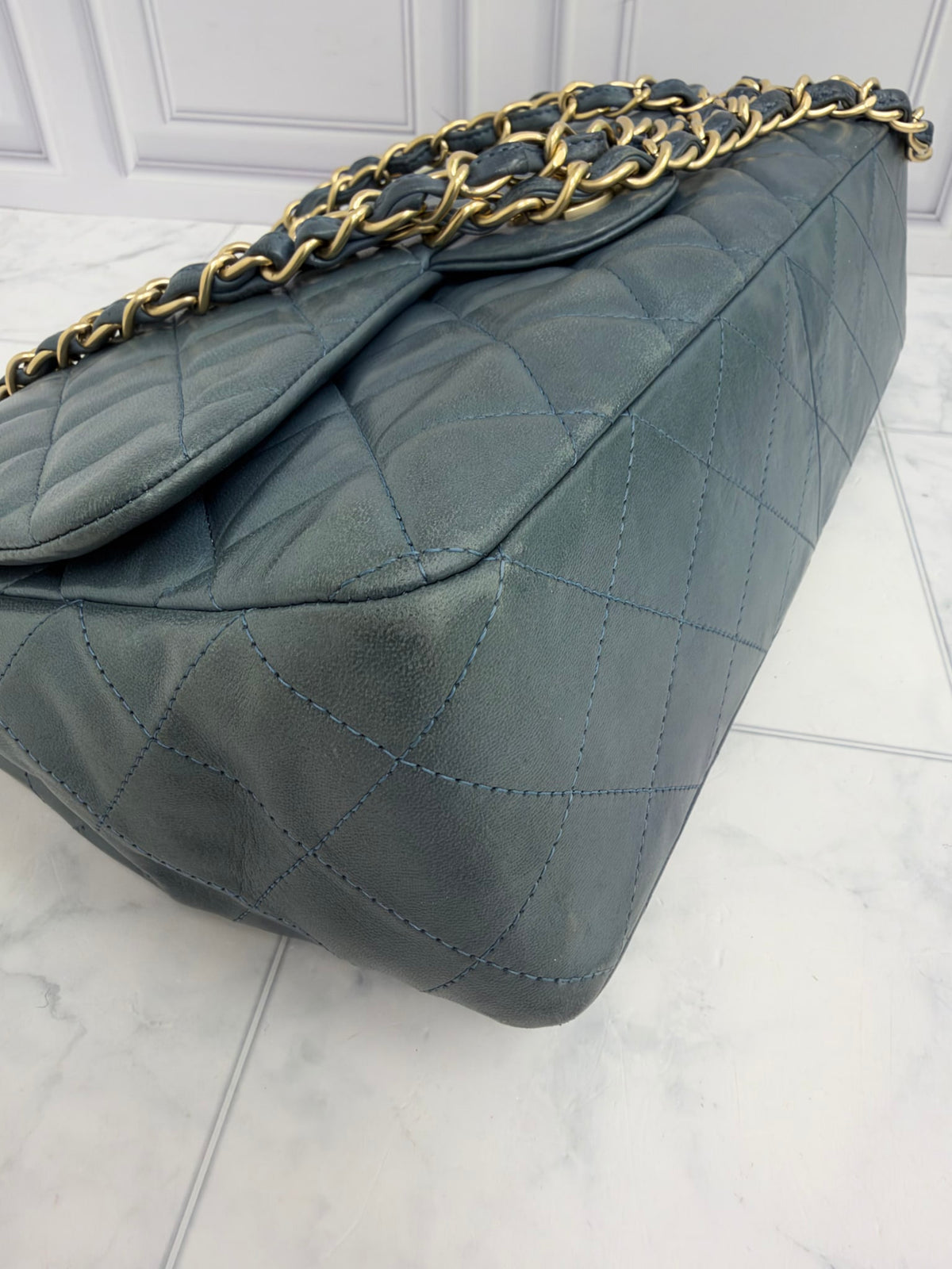 Chanel Teal Quilted Lambskin Jumbo Classic Flap Bag