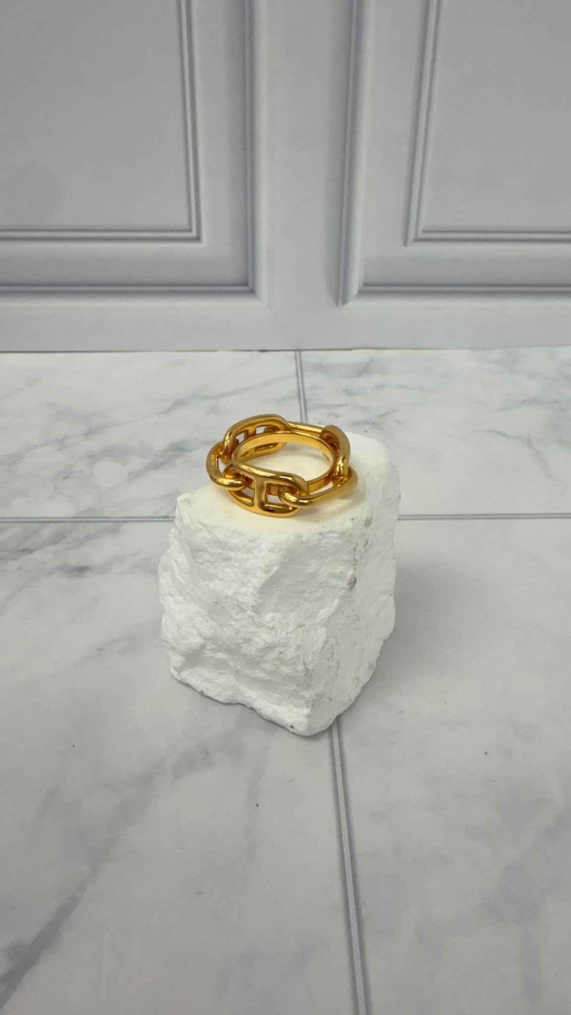 Hermes Gold Tone Chaine Scarf Ring