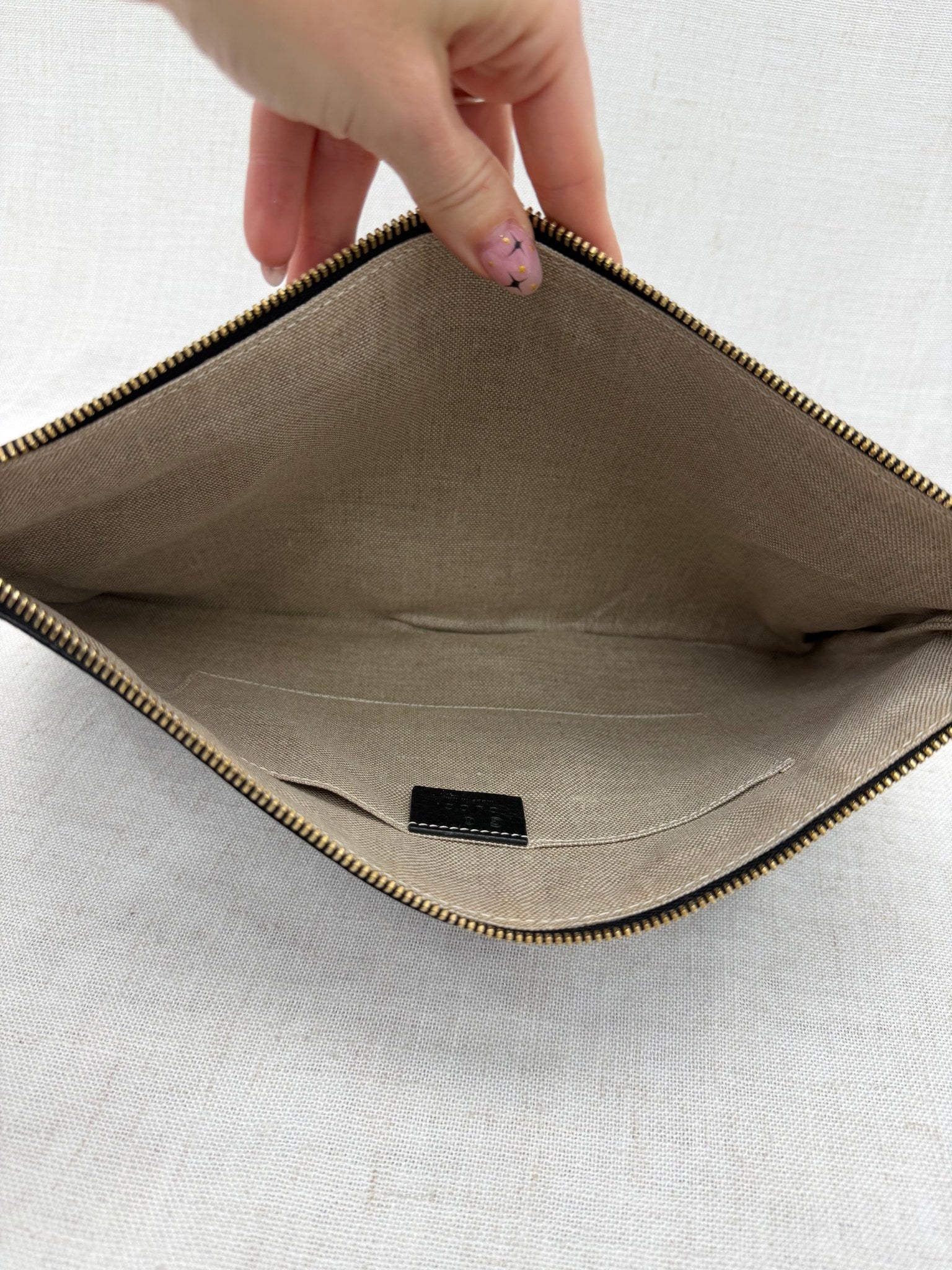 Gucci Black Leather Bamboo Pouch