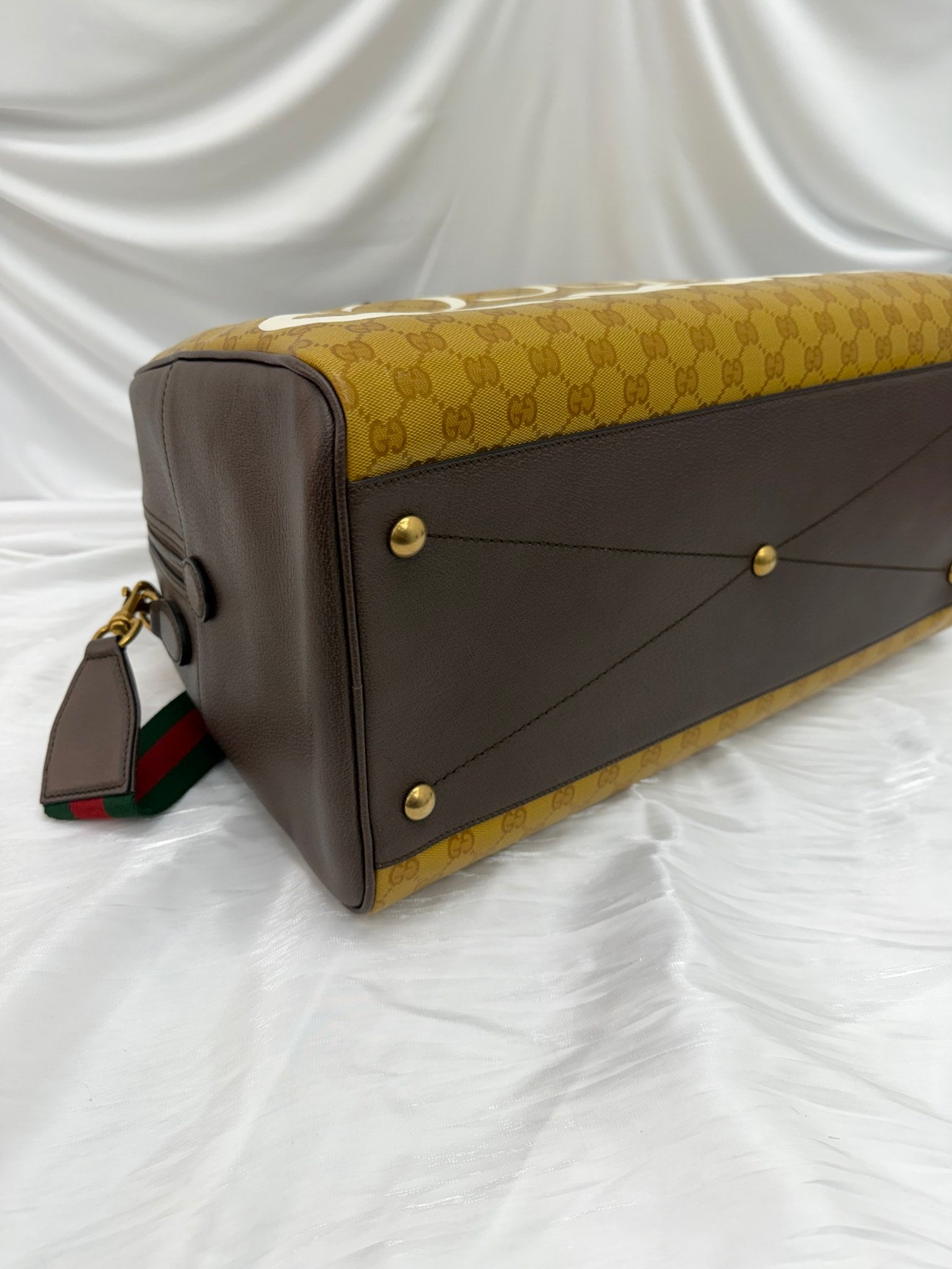 BRAND NEW- Gucci x Adidas GG Coated Canvas & Brown Leather Large Duffle Bag