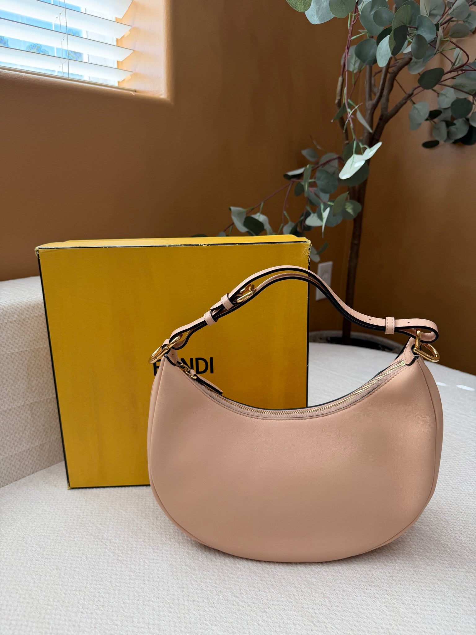 Fendi Peach Leather Fendigraphy Bag