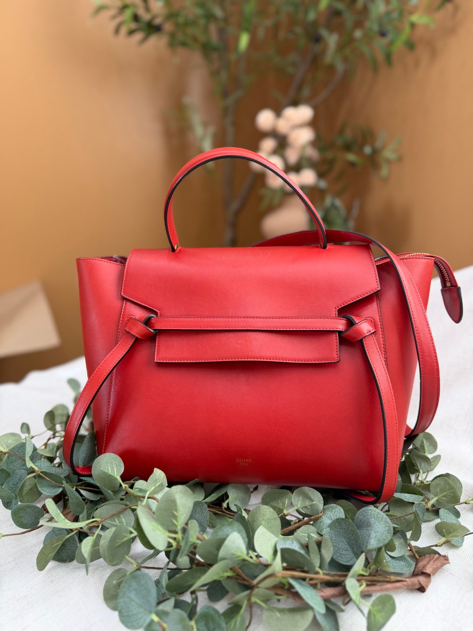 Celine Red Calfskin Leather