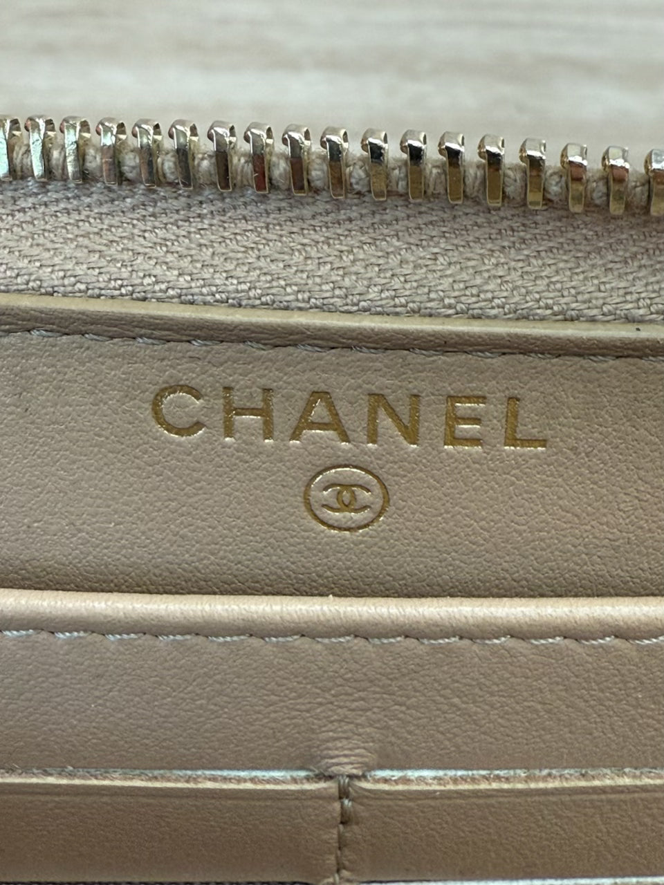 Chanel Beige Caviar Caviar Studded Deauville Zippy Long Wallet