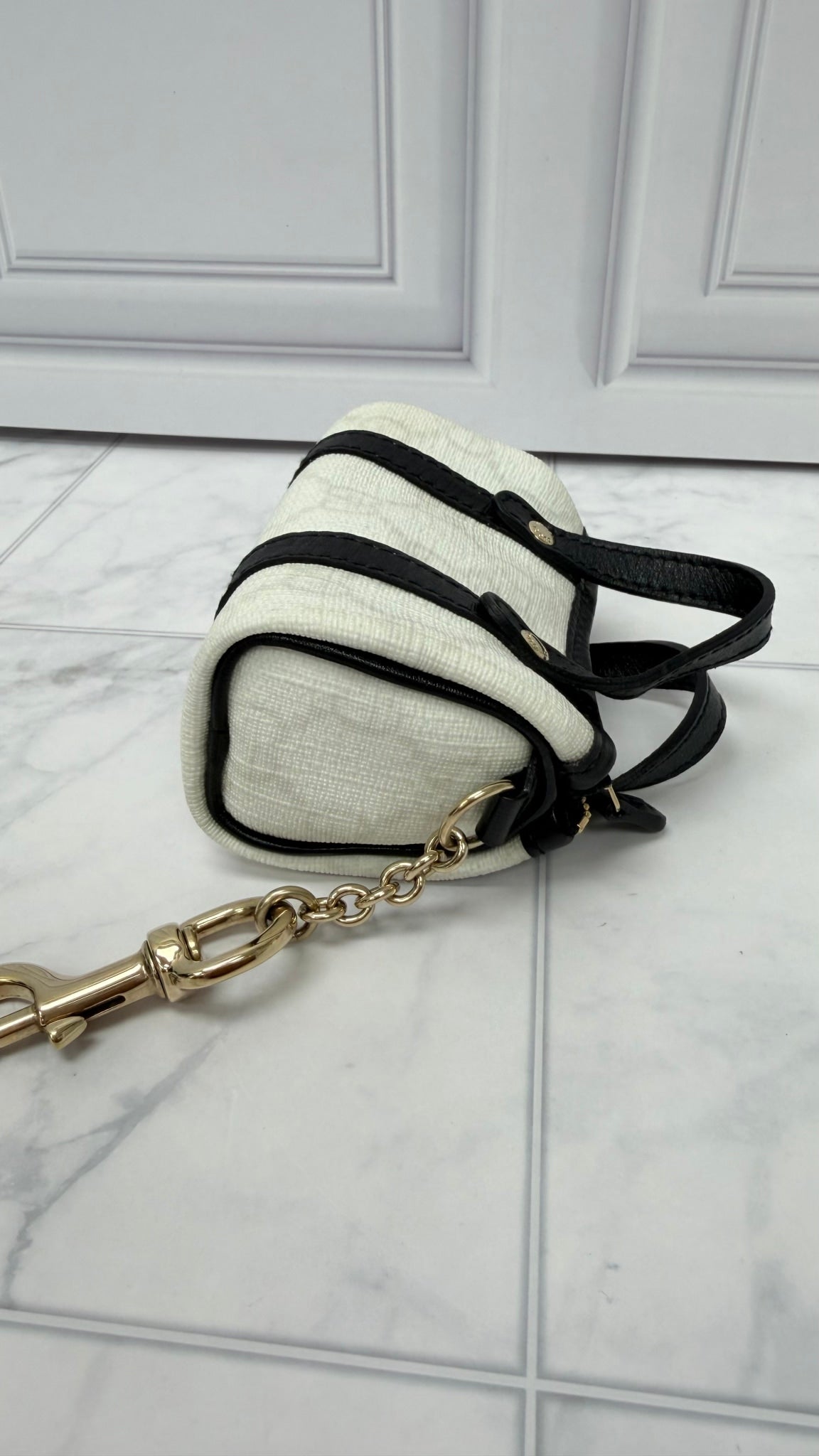 Gucci White GG Supreme Boston Bag Charm