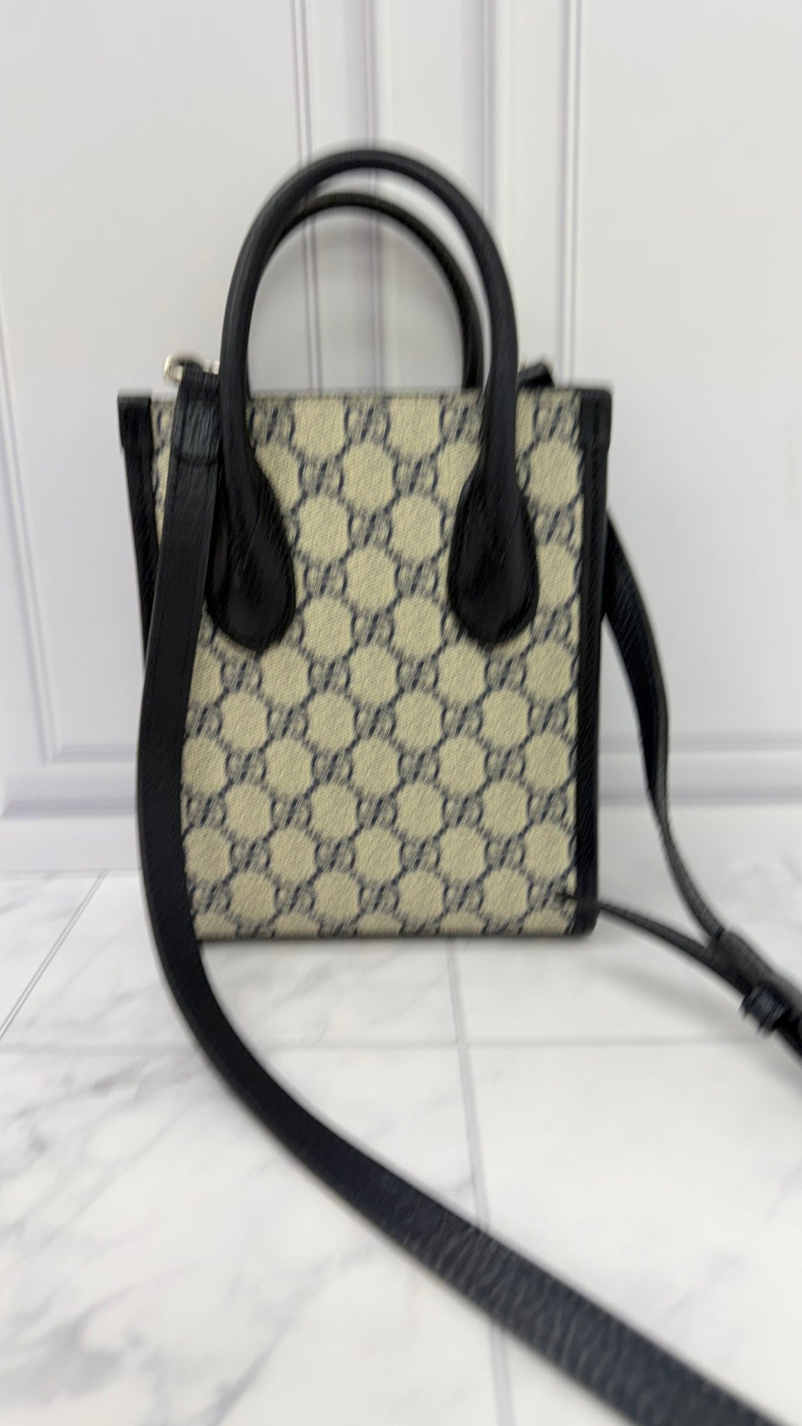 Gucci Navy Blue GG Supreme Tote Crossbody Bag
