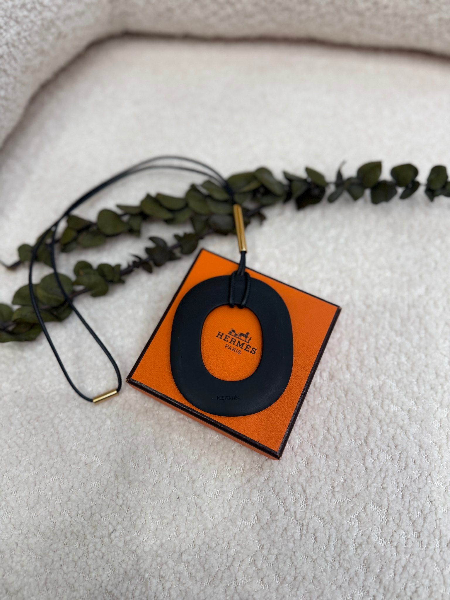 Hermes Black Wooden Kara Pendant