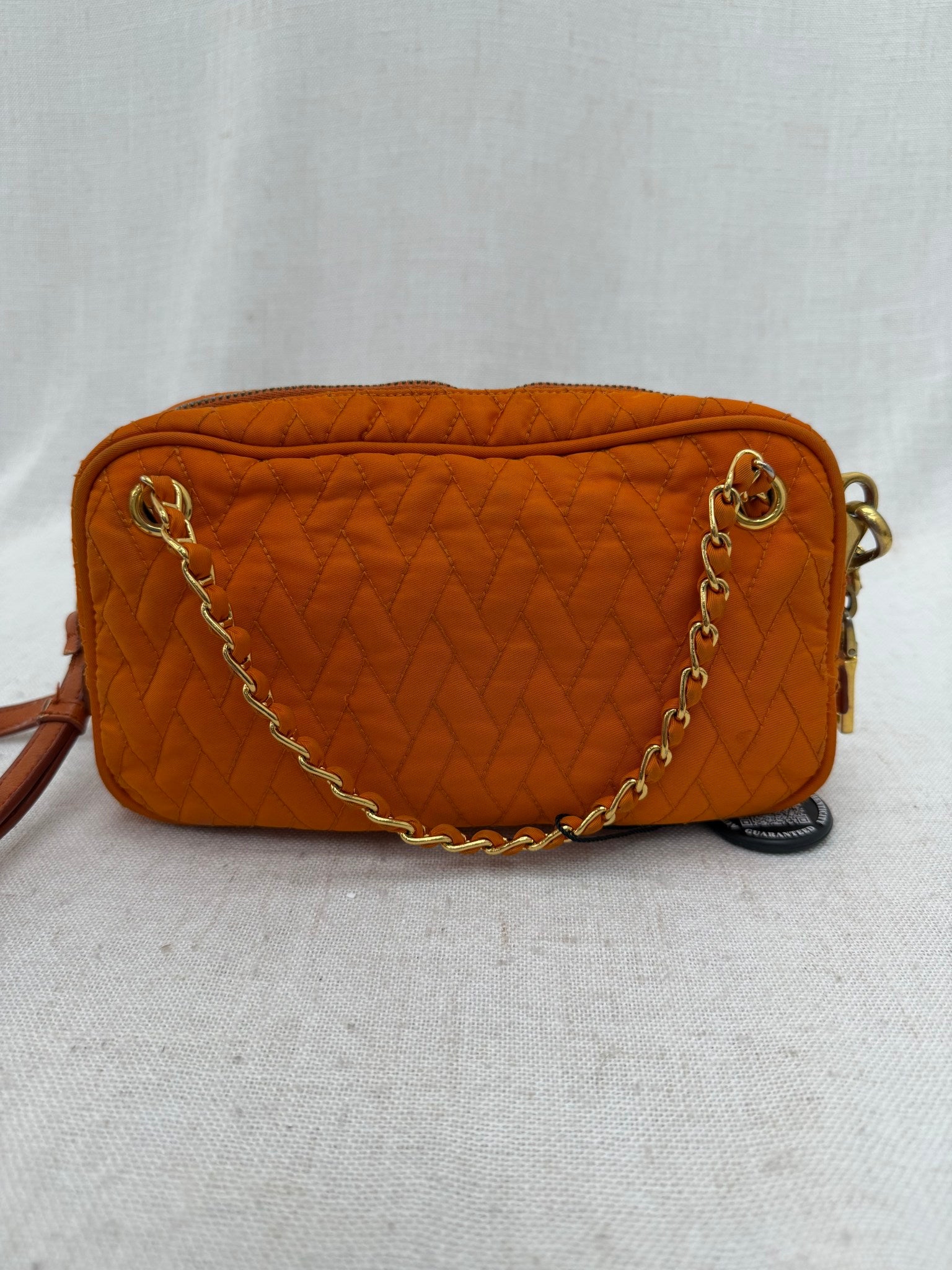 Prada Orange Quilted Nylon 2Way Crossbody