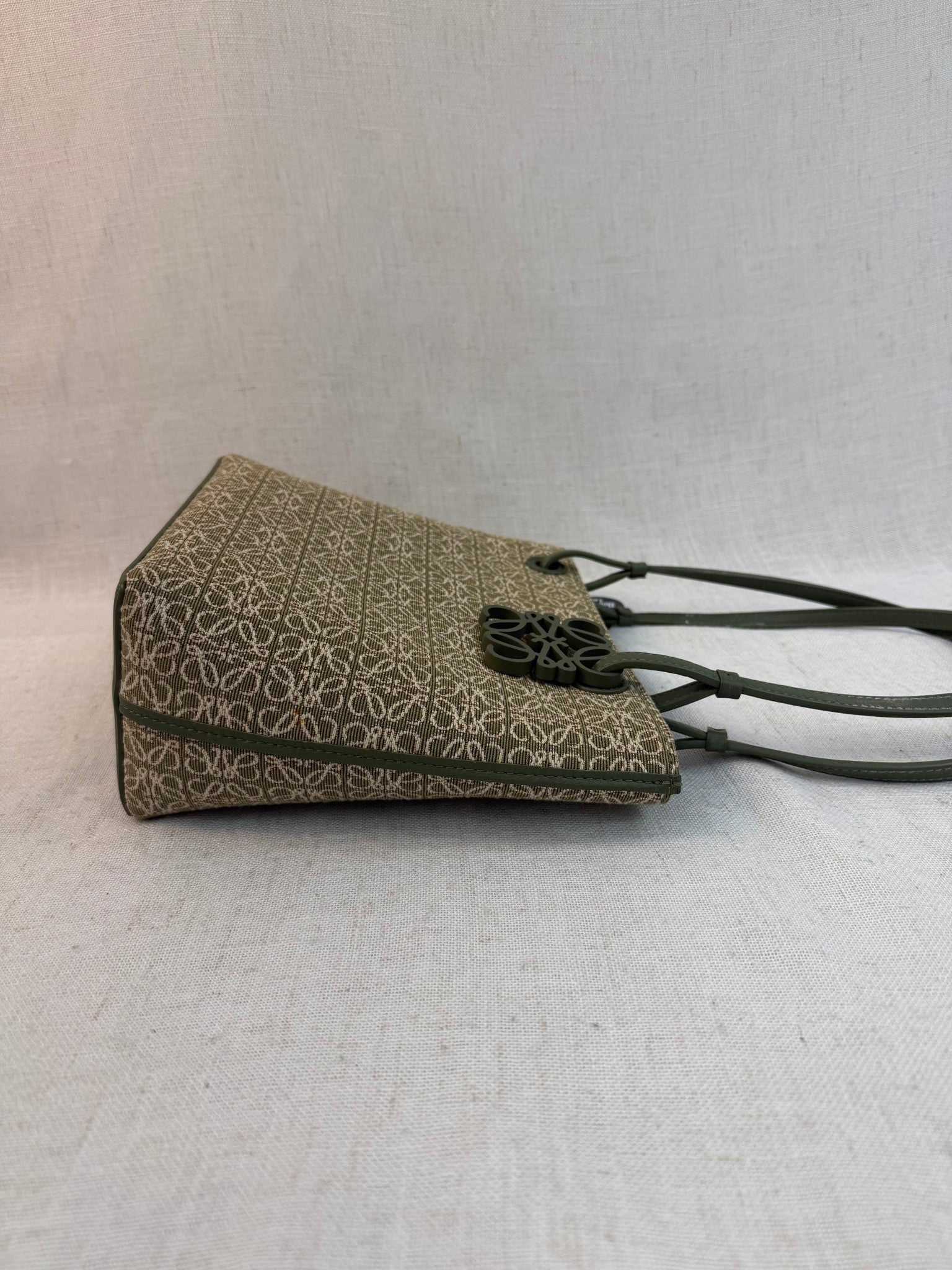 Loewe Green Canvas Square Jacquard Tote Bag