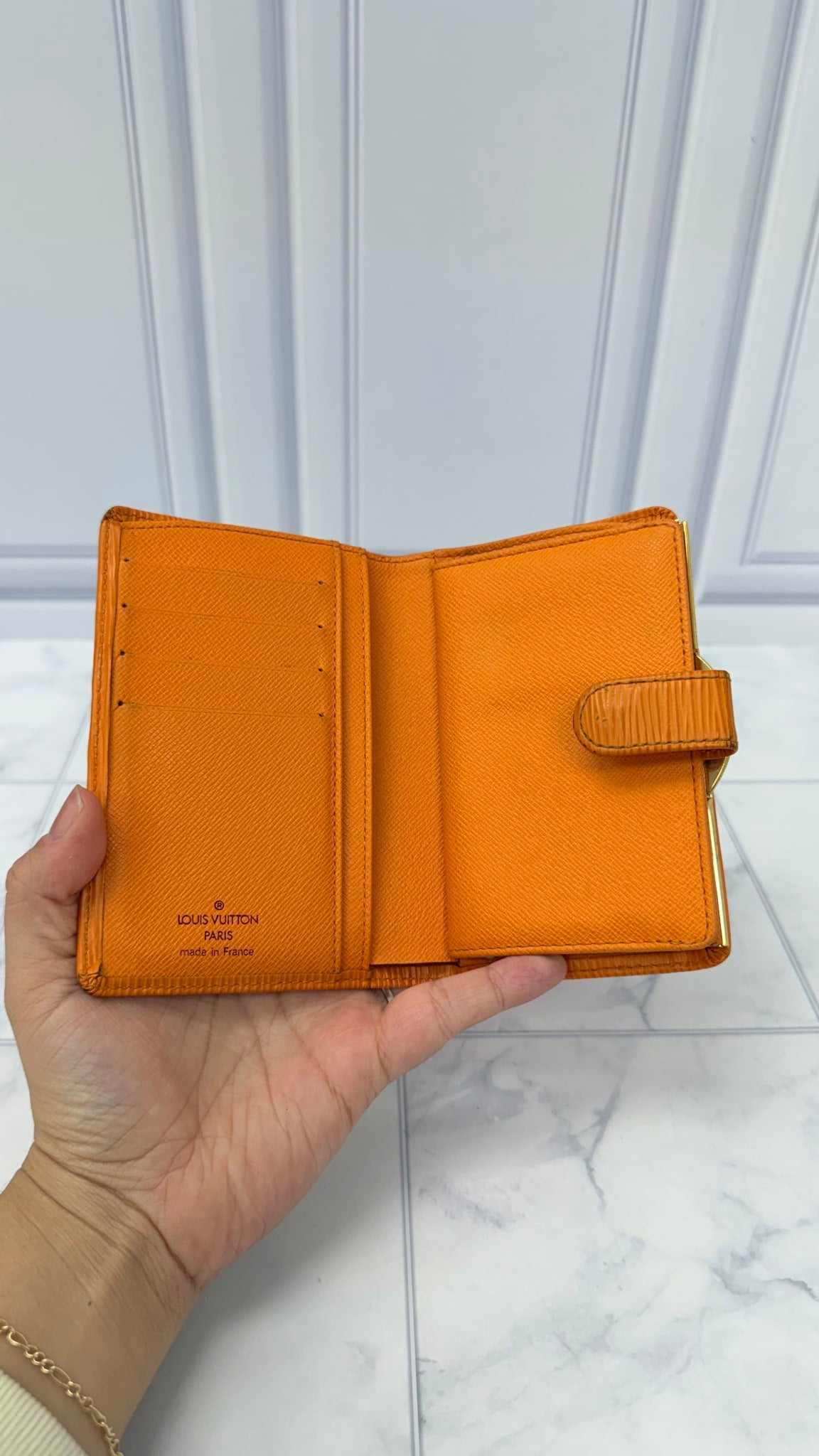 Louis Vuitton Orange Epi Leather Compact Wallet