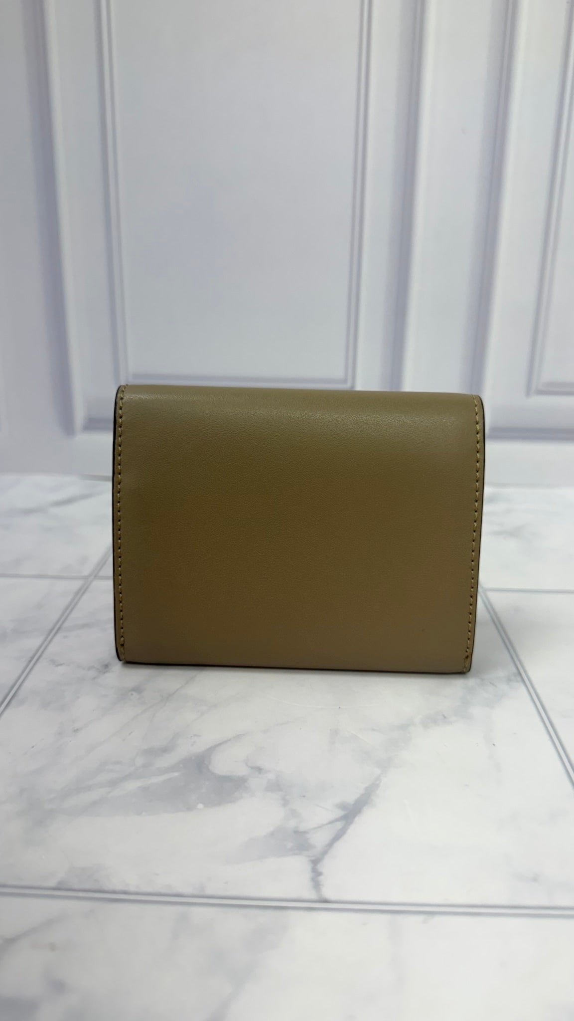 Fendi Taupe Leather By The Way Compact Wallet