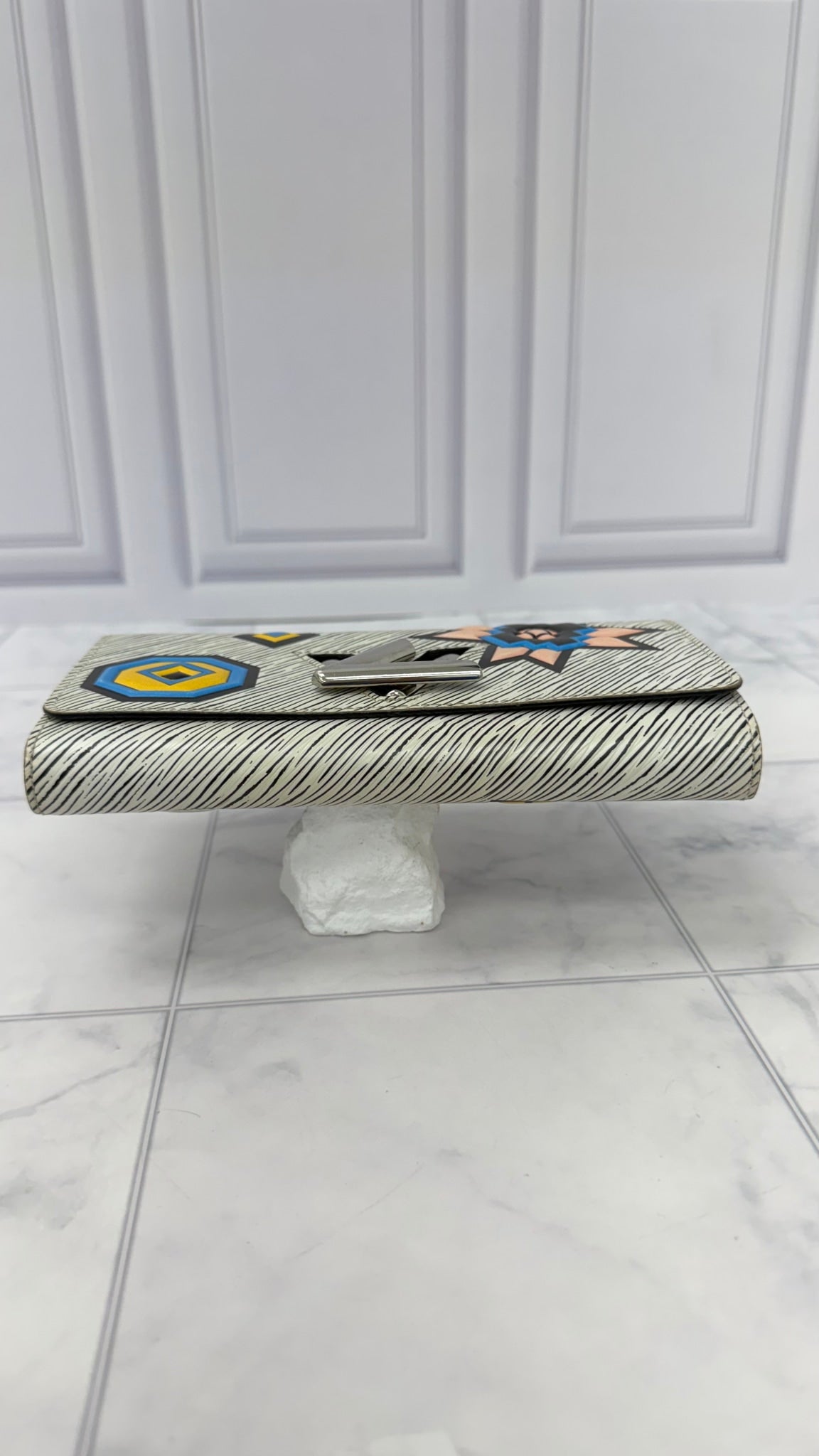 Louis Vuitton Black And White Multicolor Epi Leather Azteque Twist Wallet