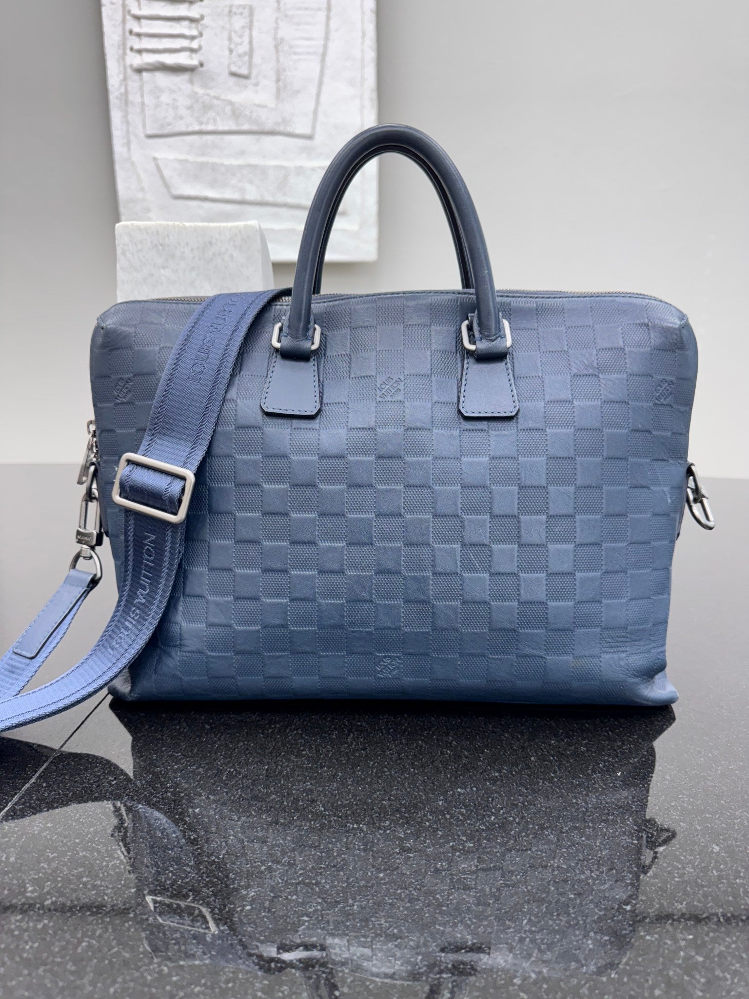Louis Vuitton Navy Blue Damier Infini Porte-Documents Jour Briefcase
