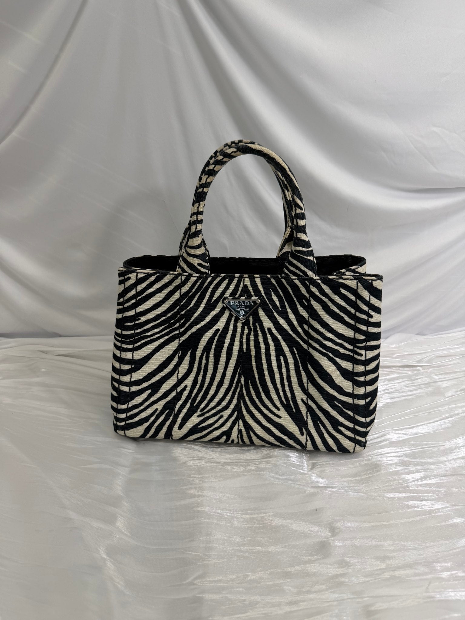 Prada Zebra Print Canvas Small Canapa Bag