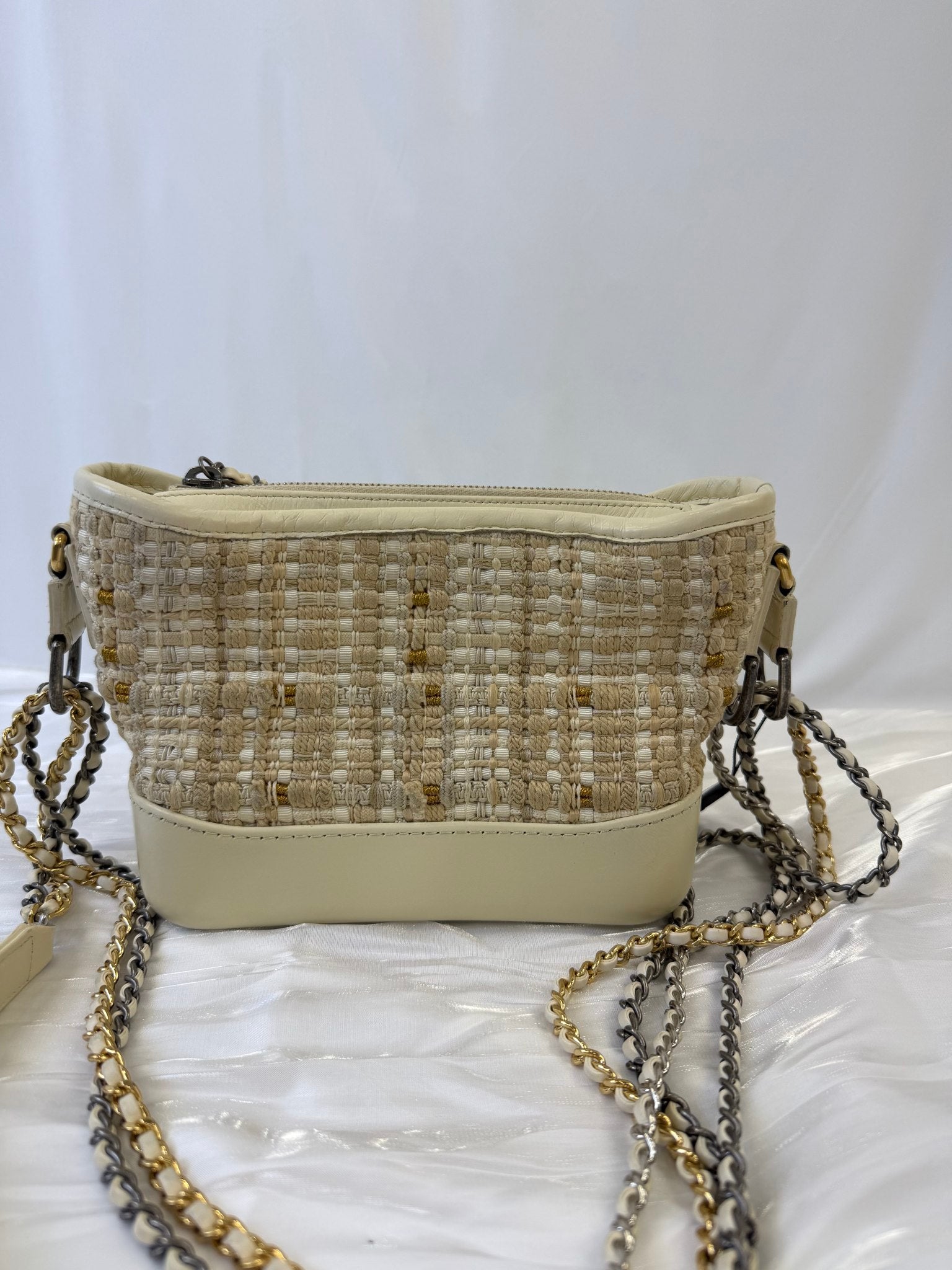 Chanel Beige Tweed Small Gabrielle Hobo Bag