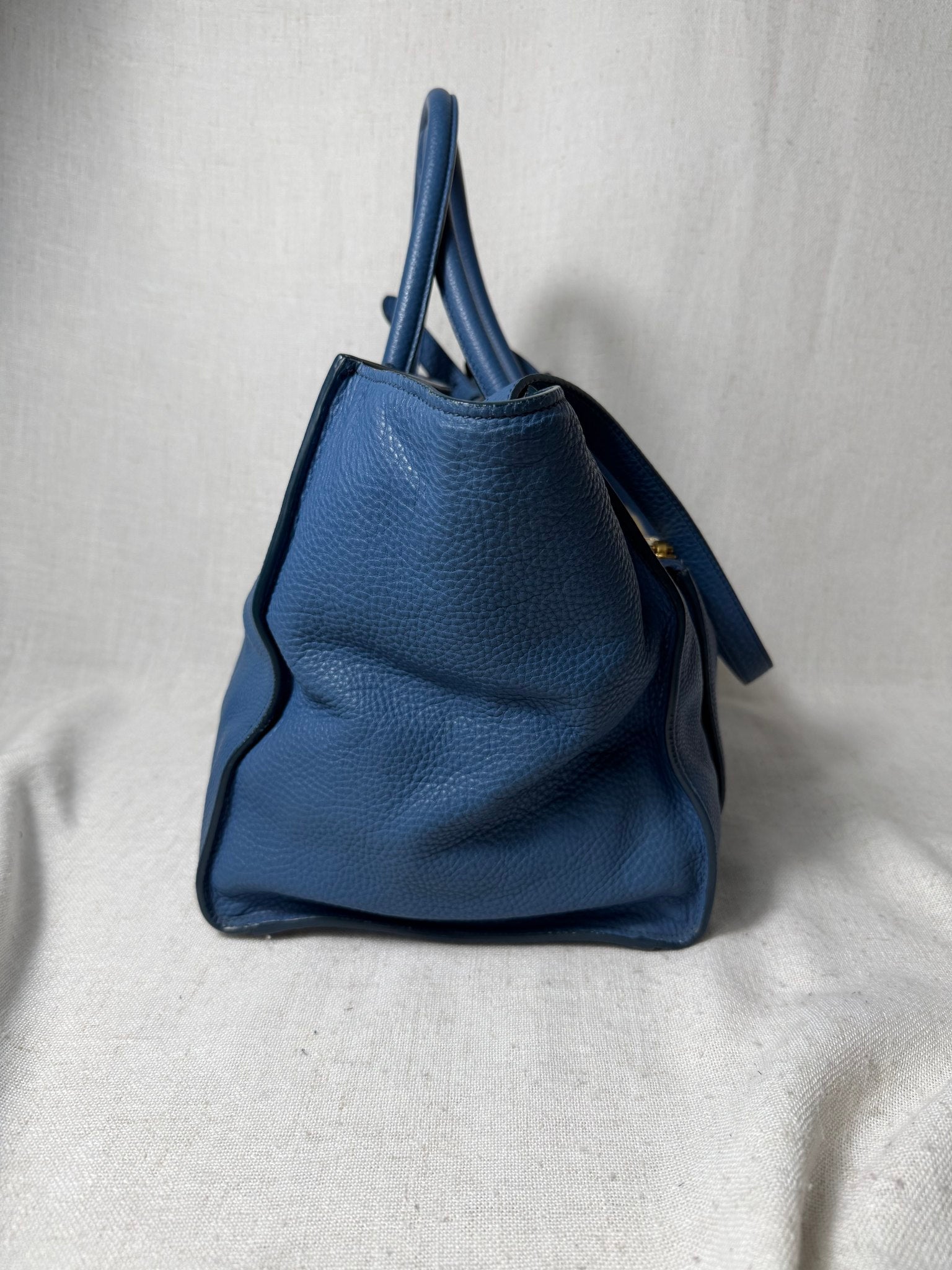 Prada Blue Leather Vitello Daino Two Way Bag