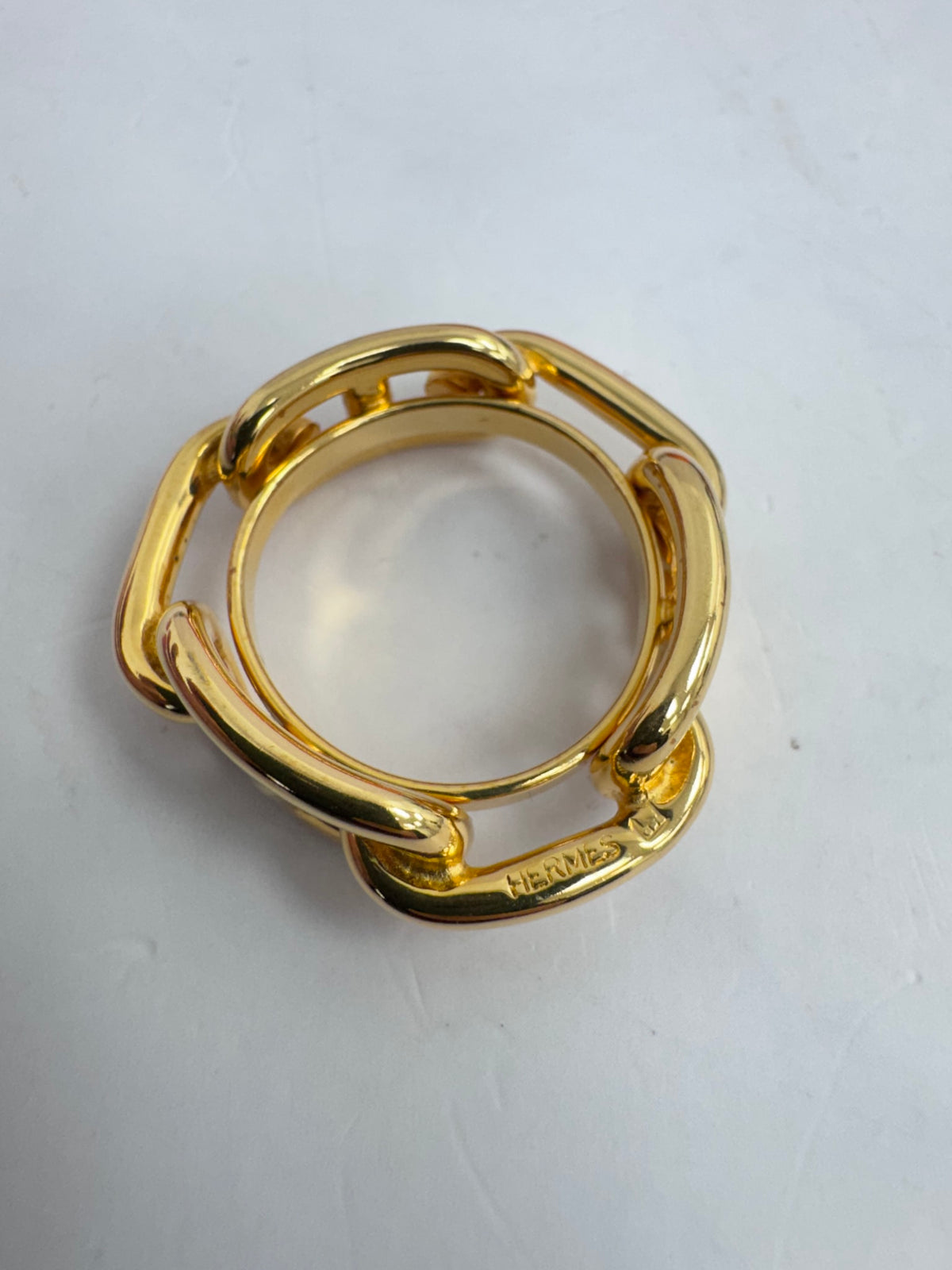 LIKE NEW - Hermes Gold Tone Regate Scarf Ring