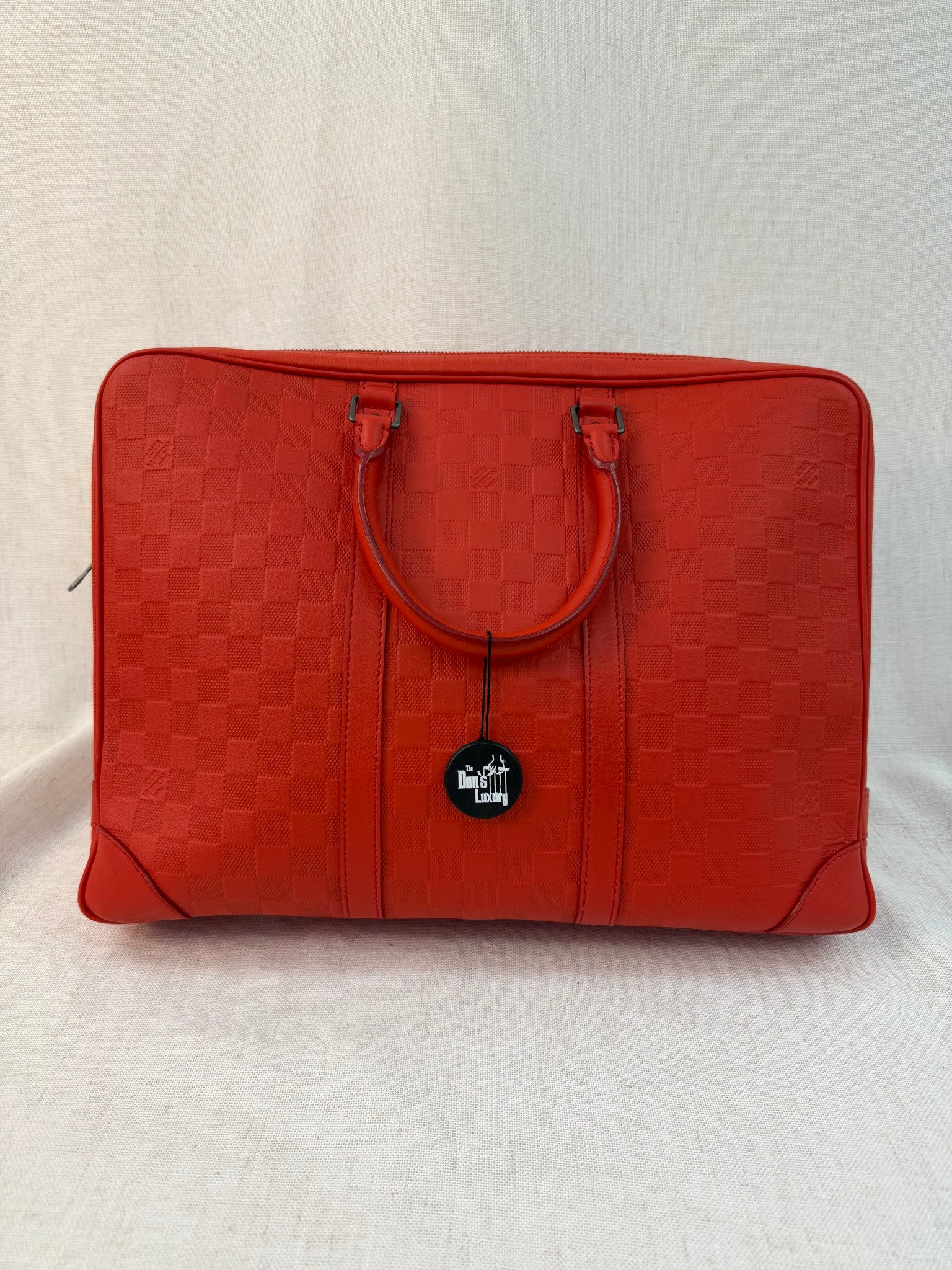 Louis Vuitton Red Leather Porte Documents Voyage Bag