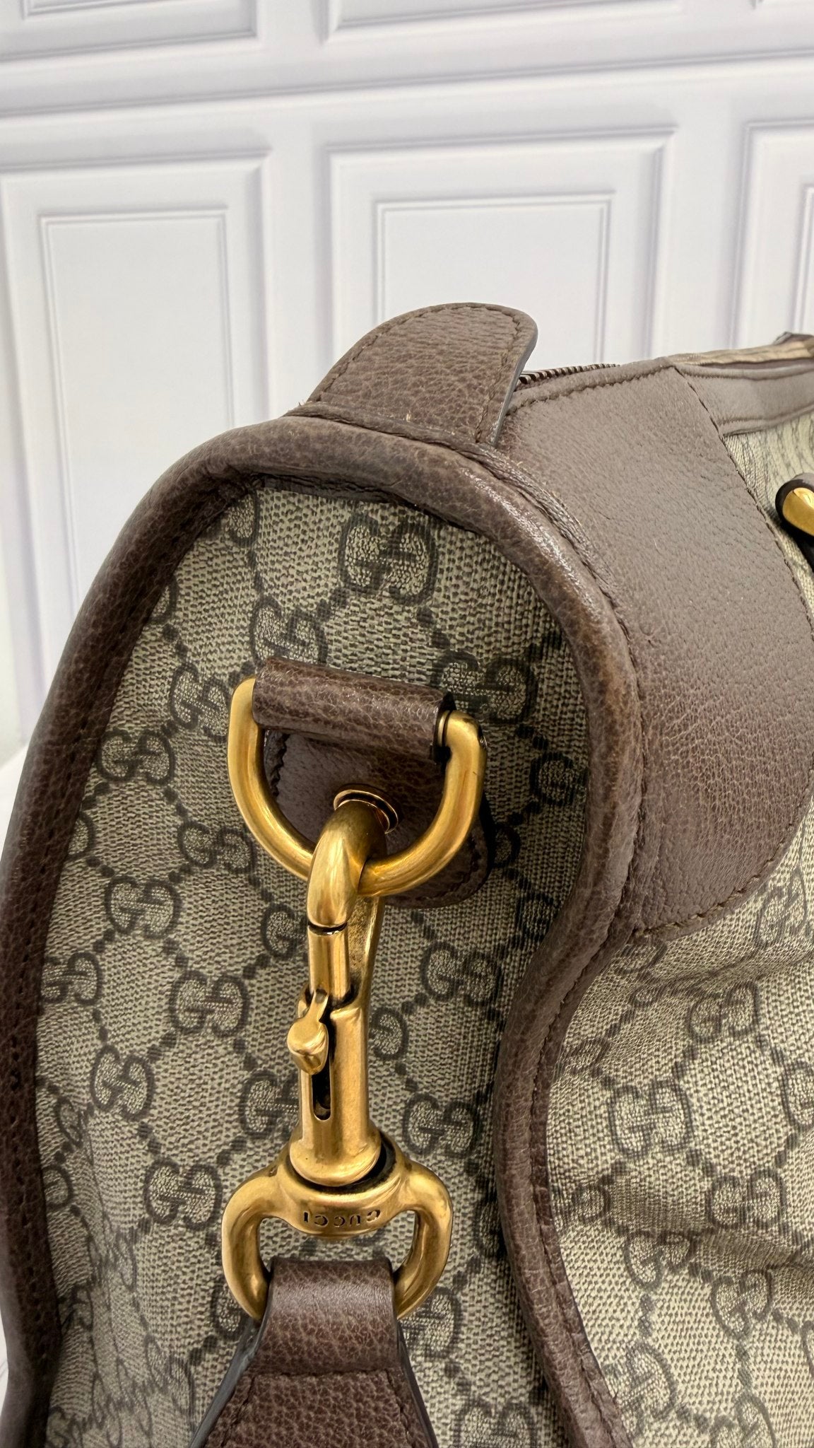 Gucci Supreme Coated Canvas Neo GG Web Duffle Bag