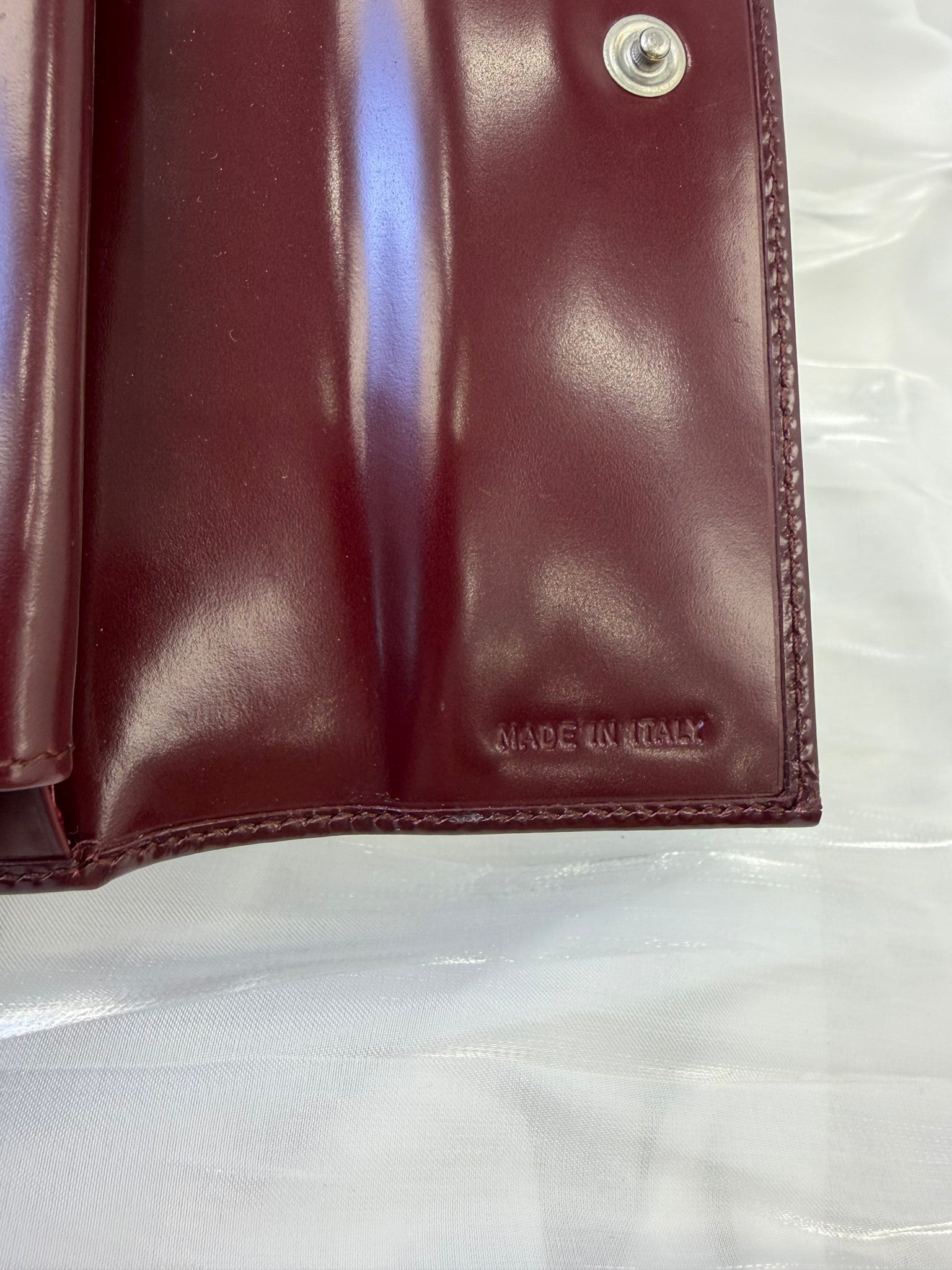 Prada Burgundy Patent Leather Compact Wallet
