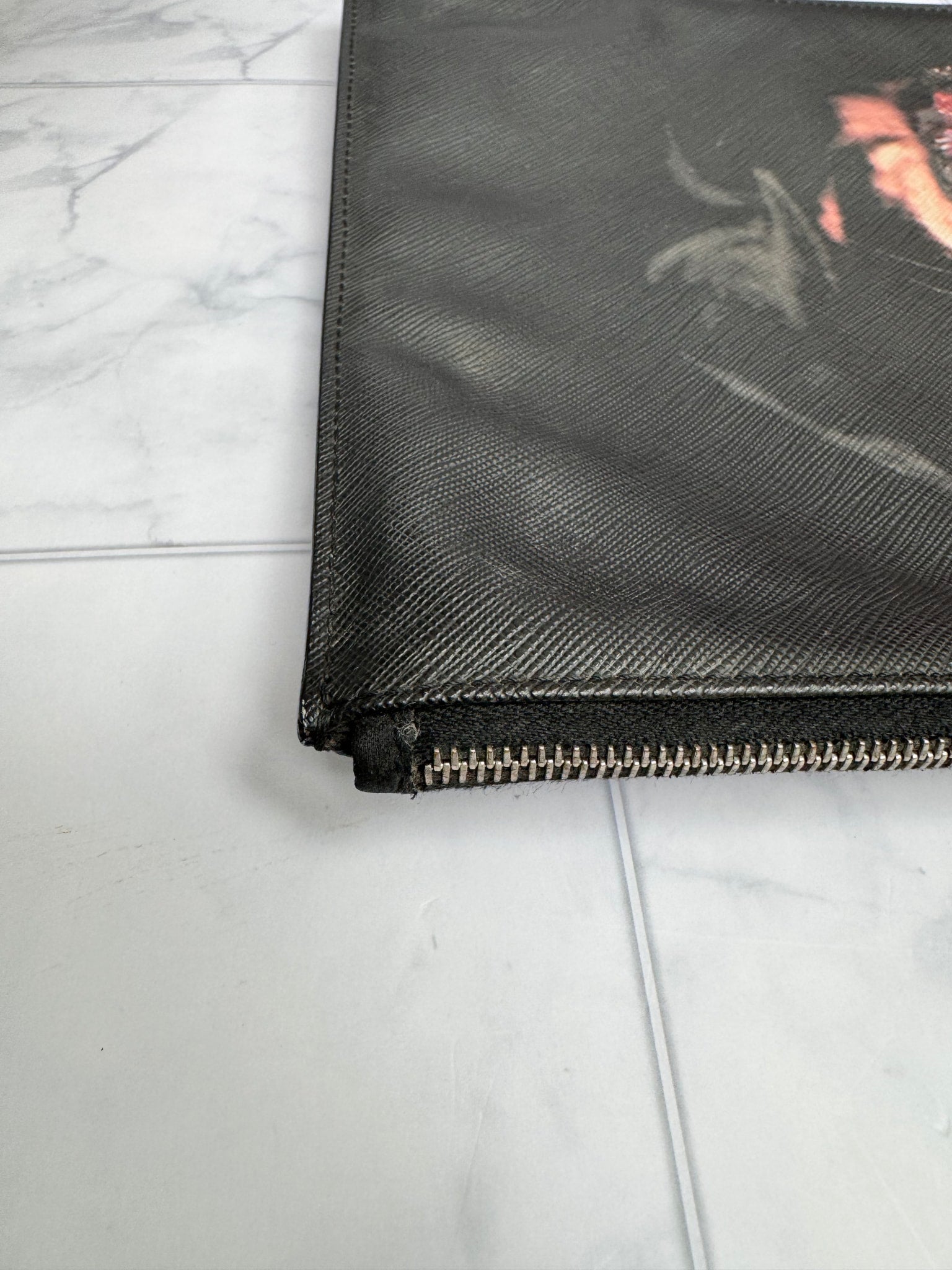 Givenchy Black Rottweiler Print Coated Canvas Pouch