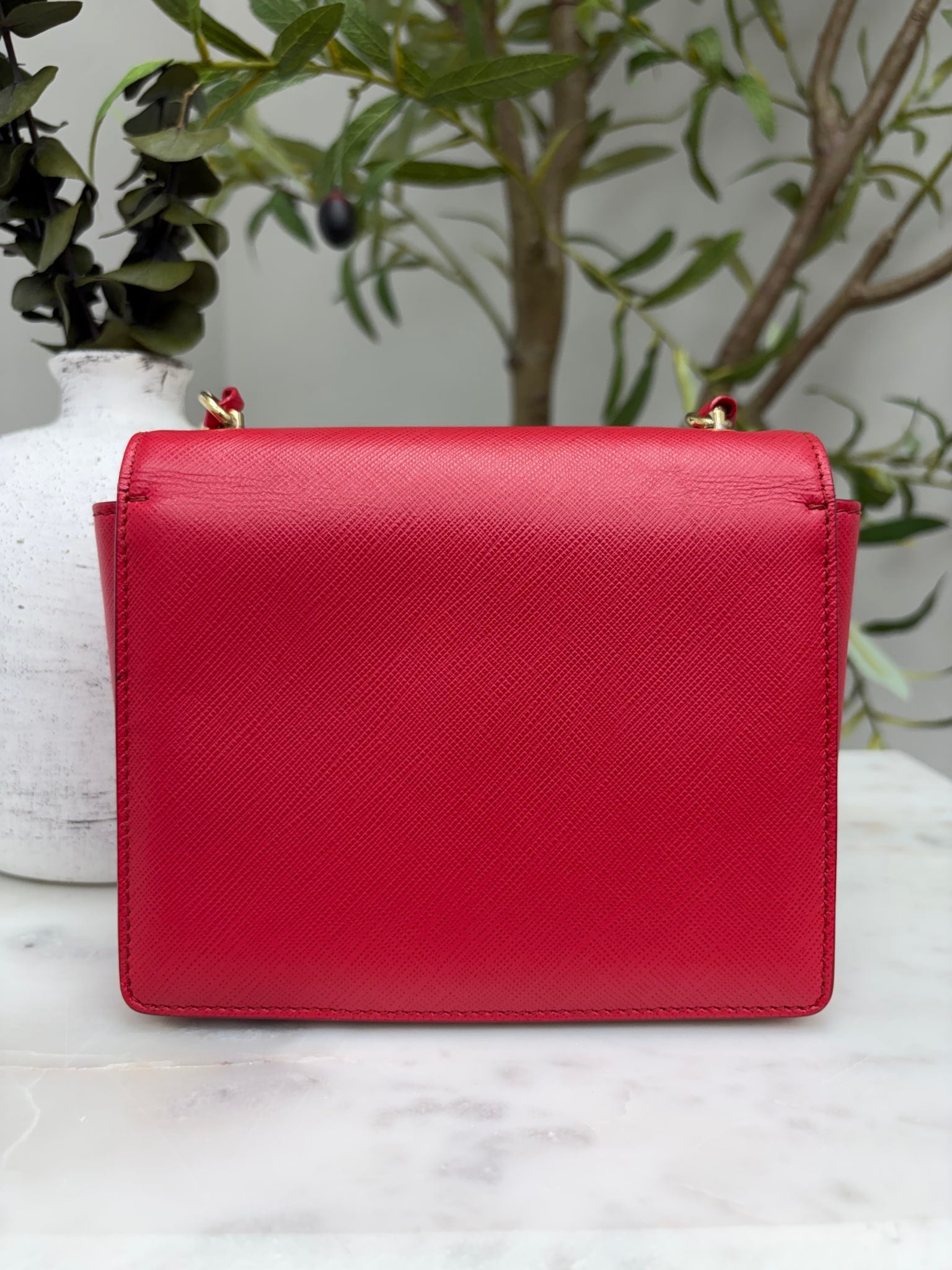 Salvatore Ferragamo Red Saffiano Ginny Crossbody Bag
