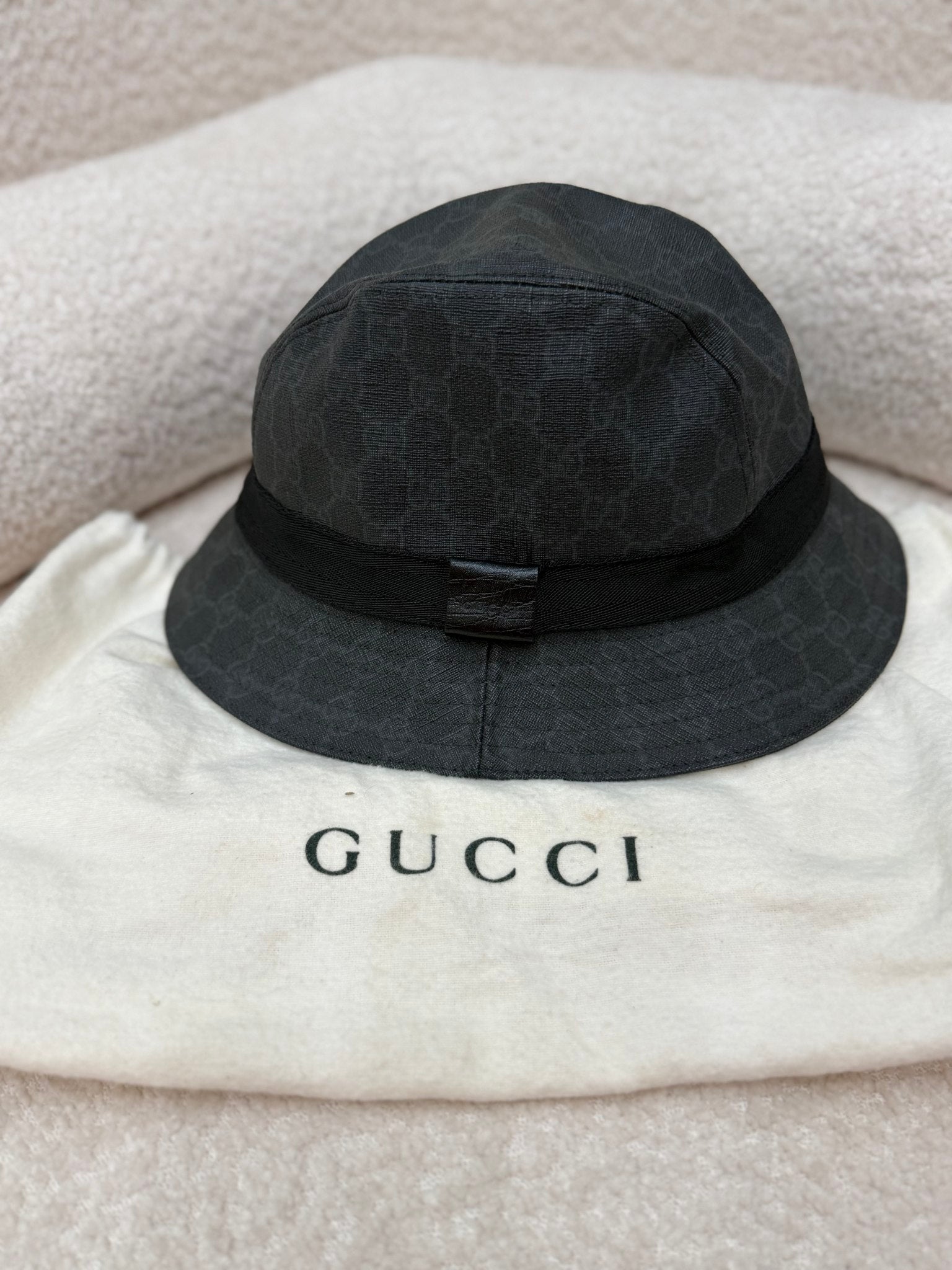 Gucci Black Leather Bucket Hat