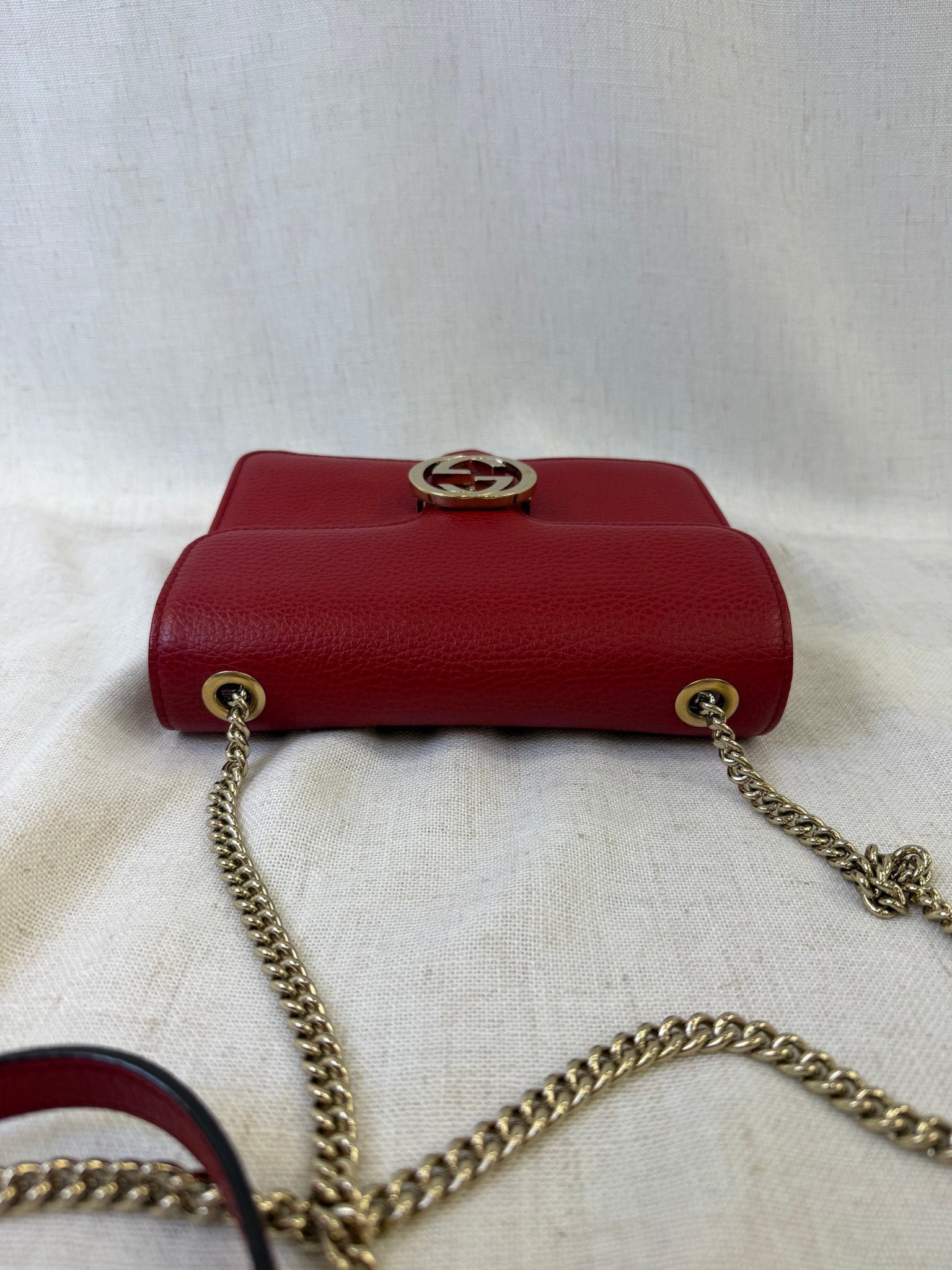 Gucci Red Leather Interlocking G Shoulder Bag